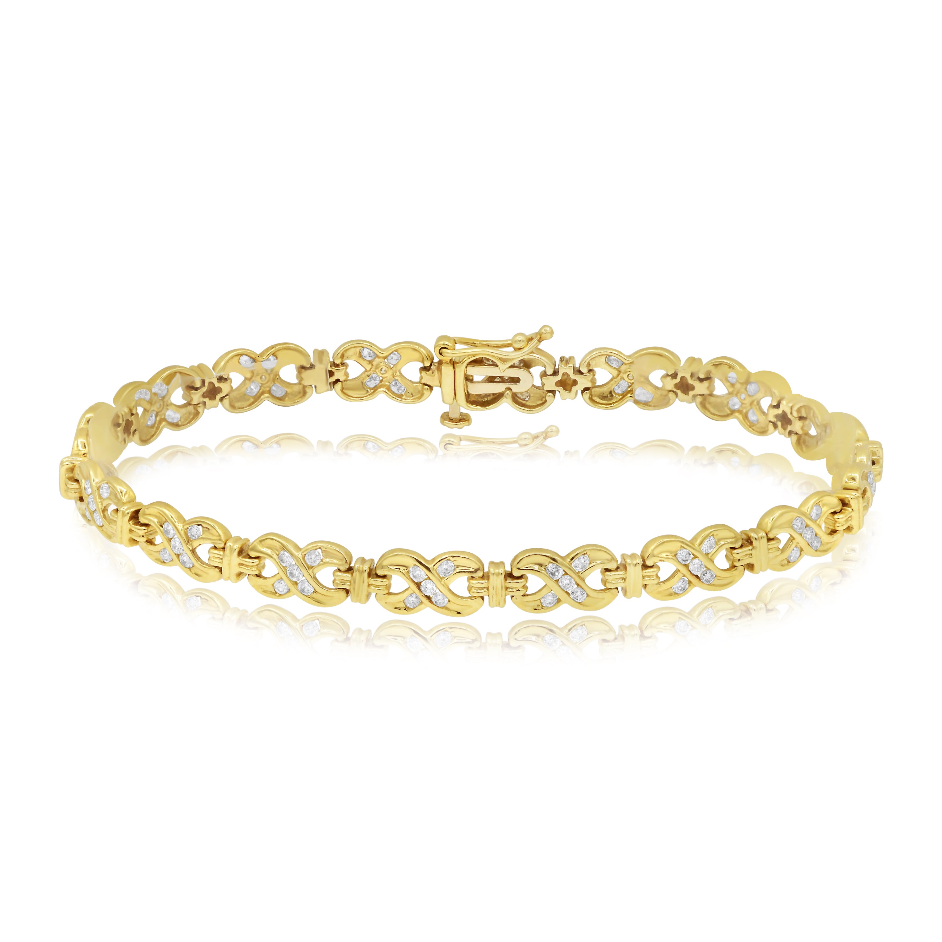 1 ct. Diamond 14K Yellow Gold Infinity Tennis Bracelet
