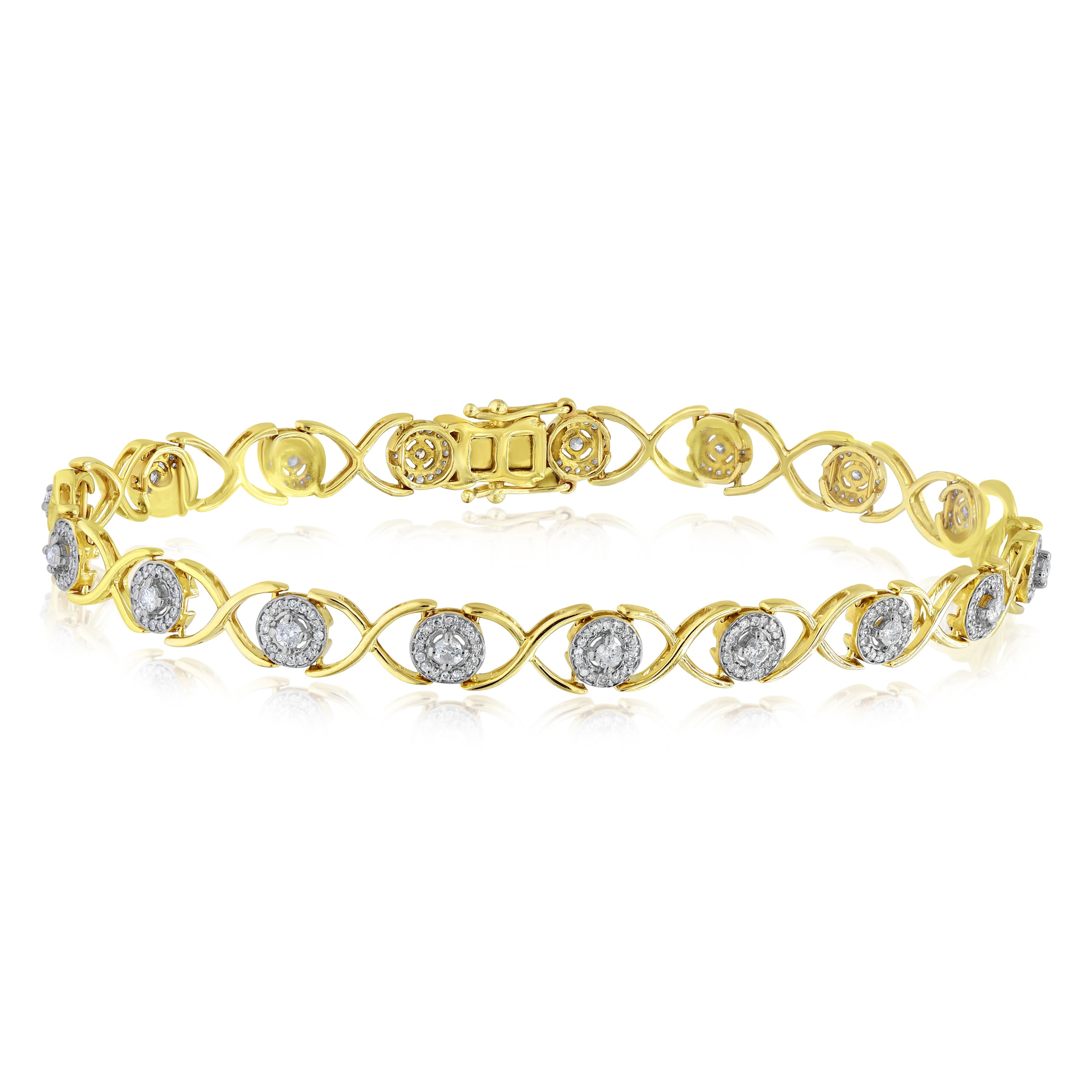 1.06 ct. Diamond 14K Yellow Gold Criss-Cross Link Bracelet
