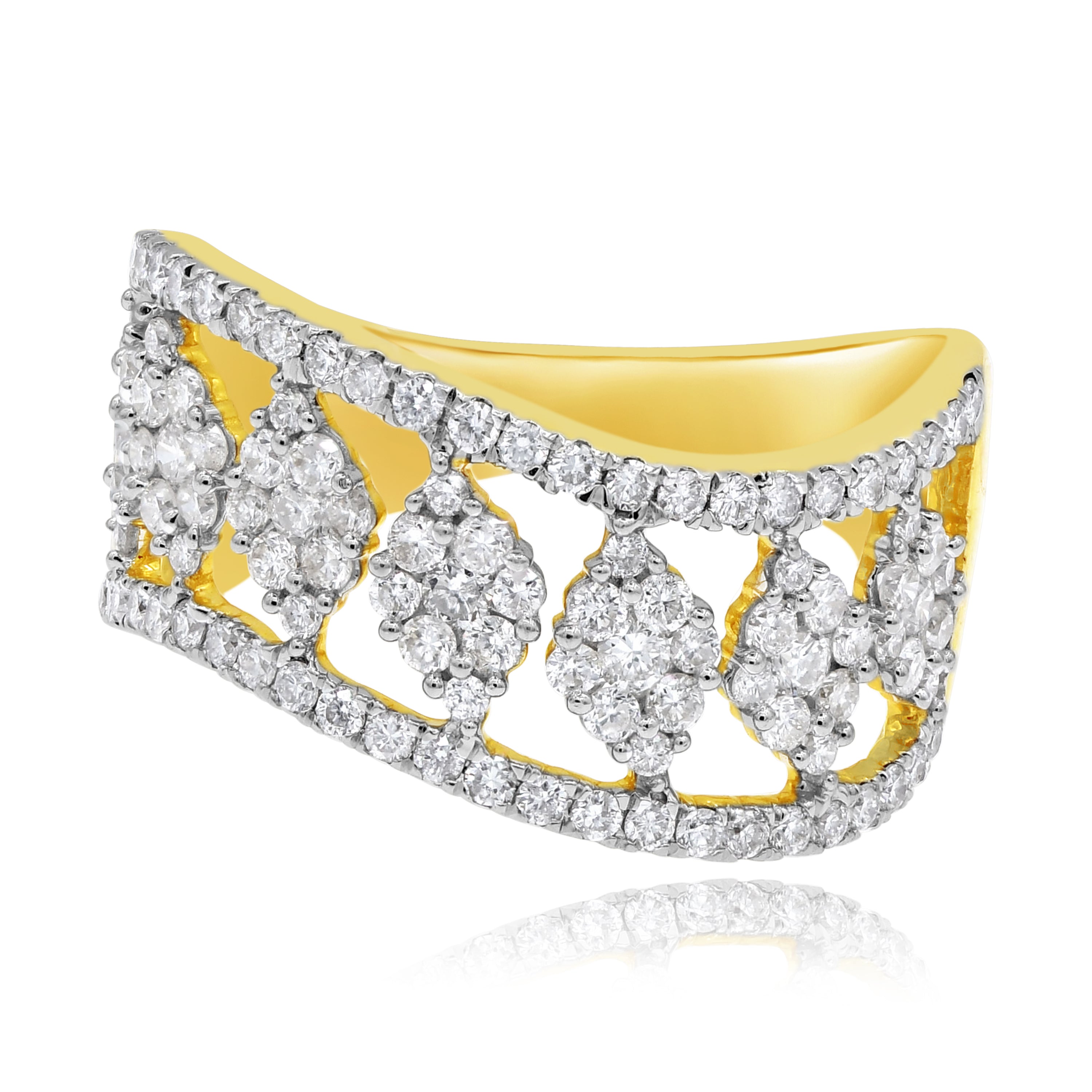 1.06 ct. Diamond 14K Yellow Gold Wavy Band