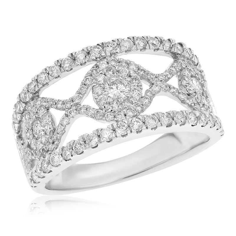 1.05 ct. Diamond 14K White Gold Openwork Wide Band
