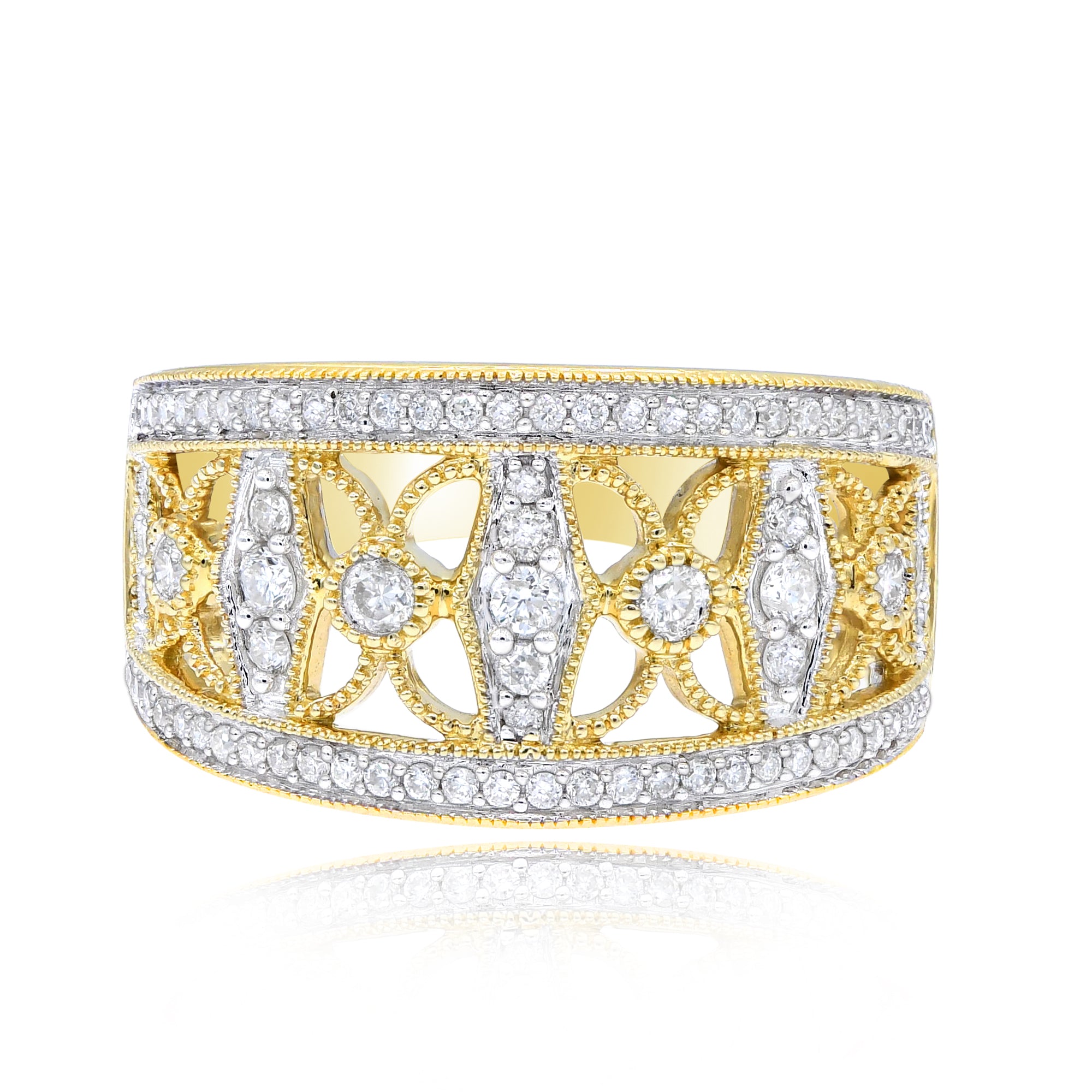 0.55 ct. Diamond 14K Yellow Gold Geometric Lattice Ring