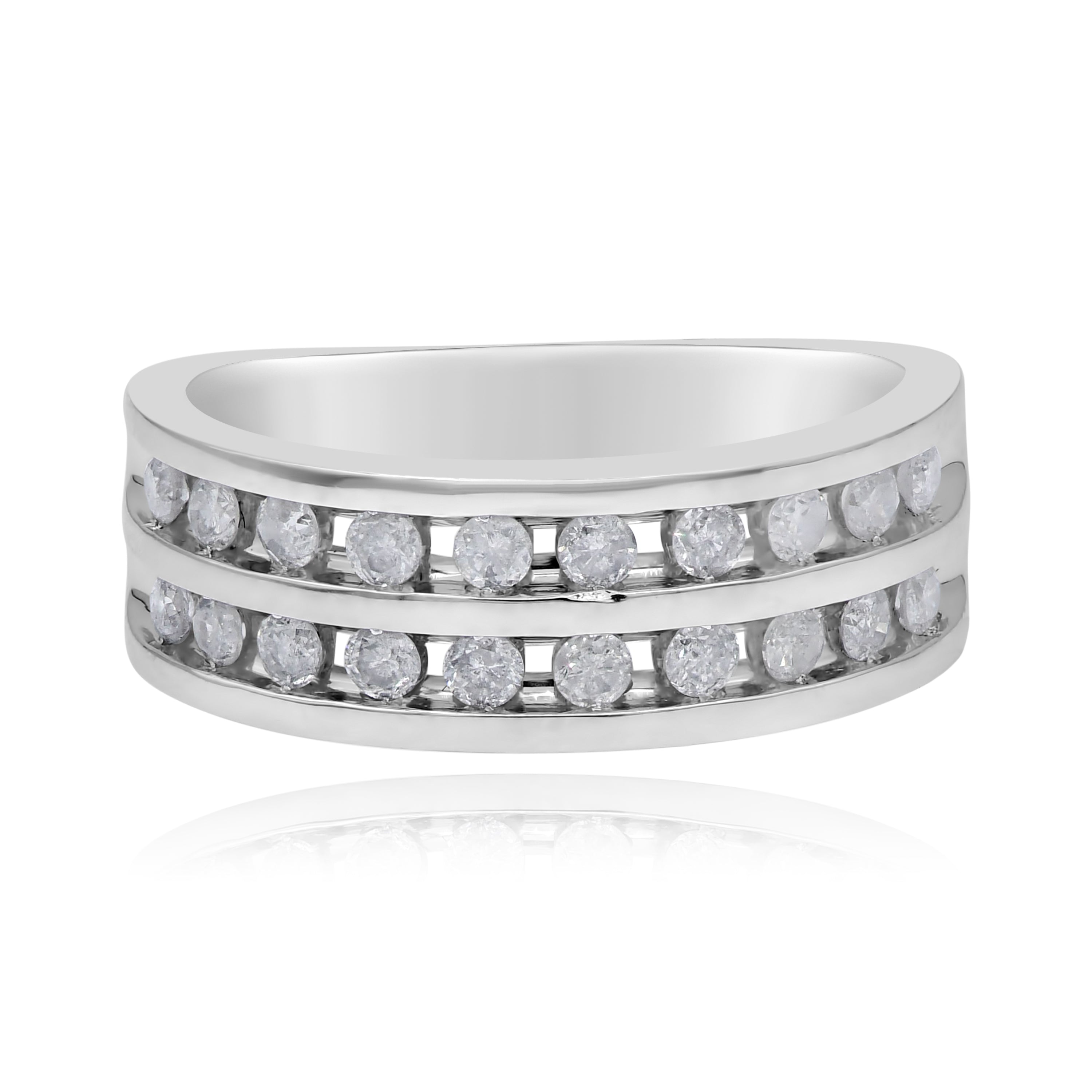 0.58 ct. Diamond 14K White Gold 2 Rows Half Eternity Band