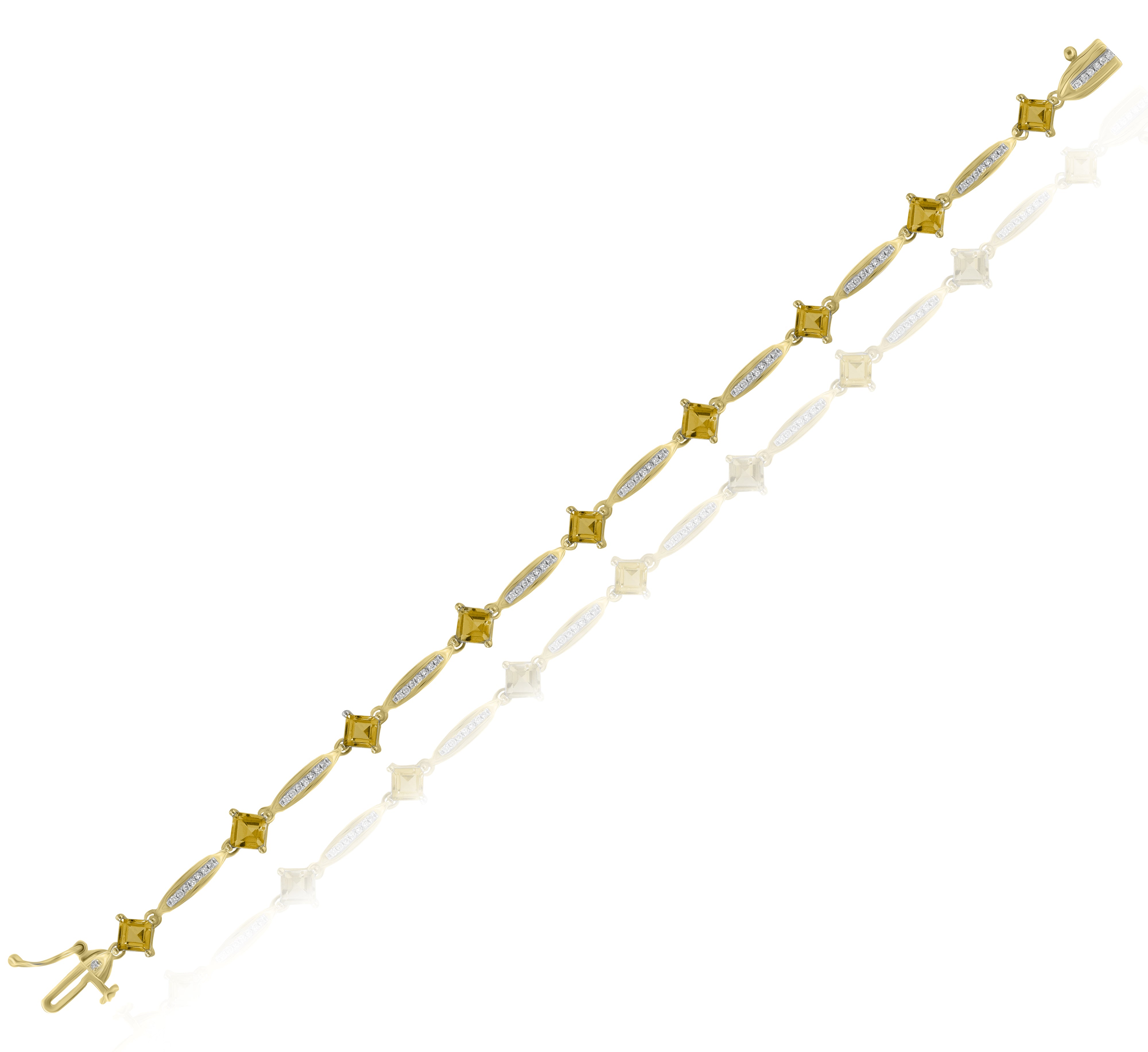 3.08 ct. Citrine & 0.23 ct. Diamond 14K Yellow Gold Link Bracelet