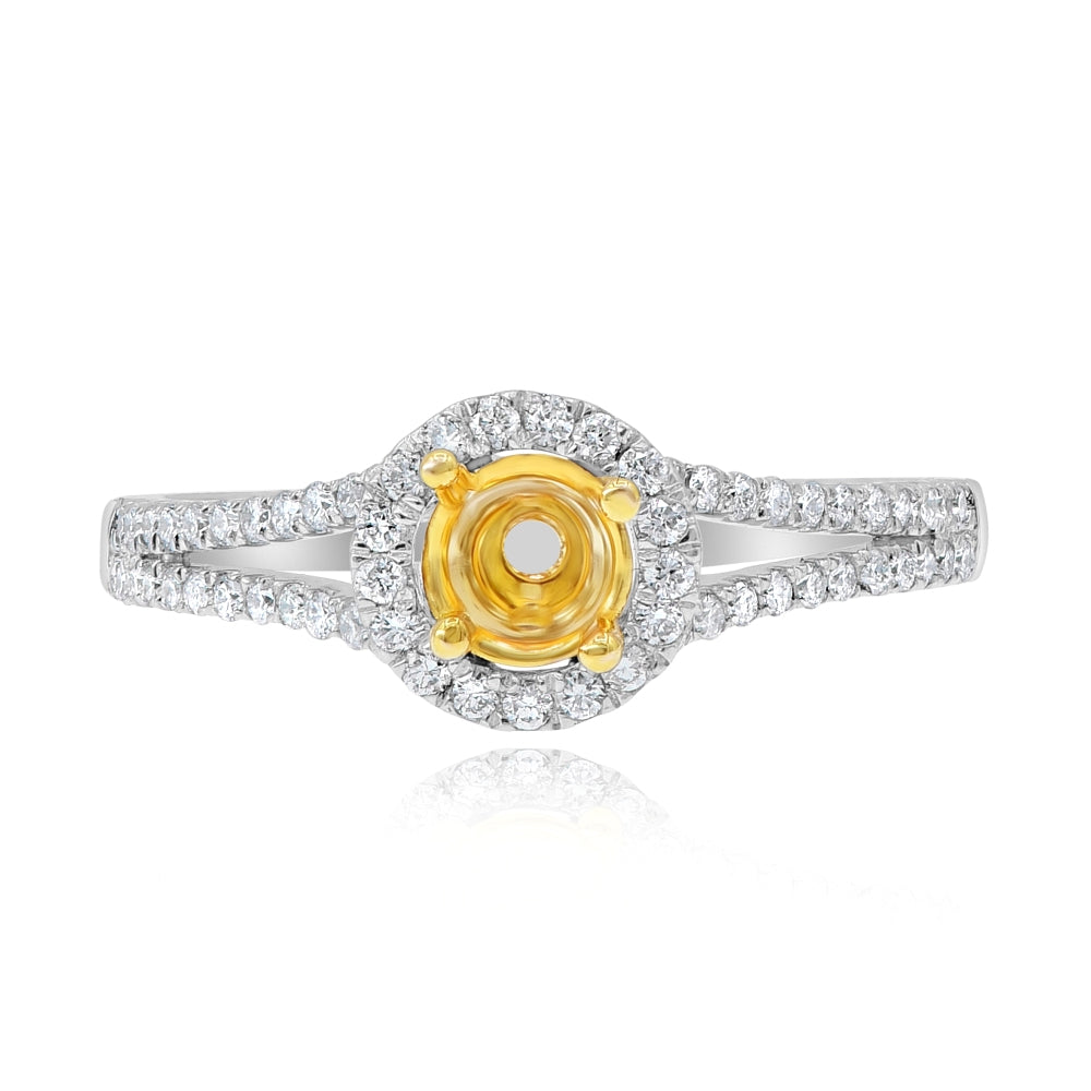 0.35 ct. 14K Gold Halo Engagement Ring Mounting