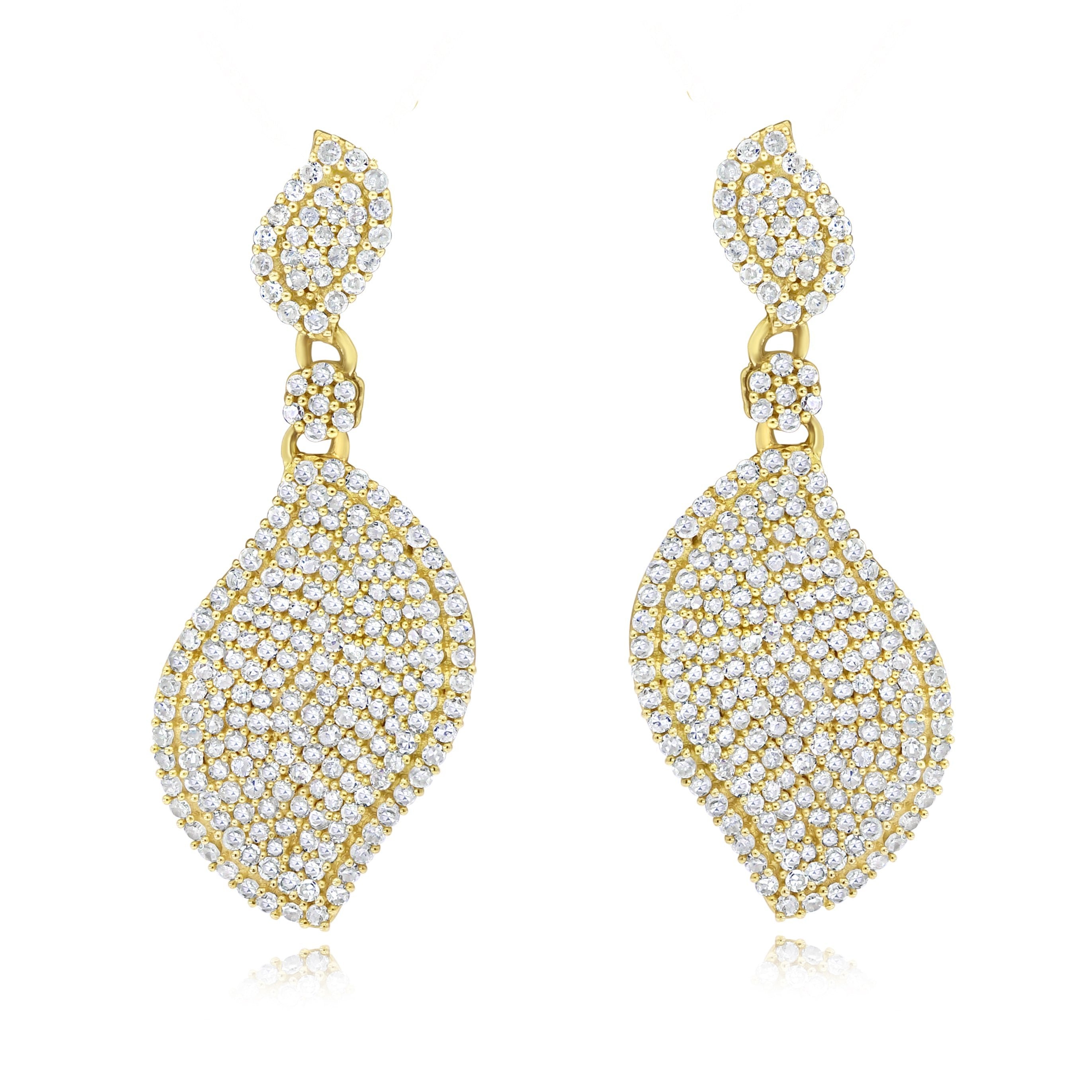 1.38 ct. Diamond 14K Yellow Gold Curved Marquise-Shaped Dangle Earrings