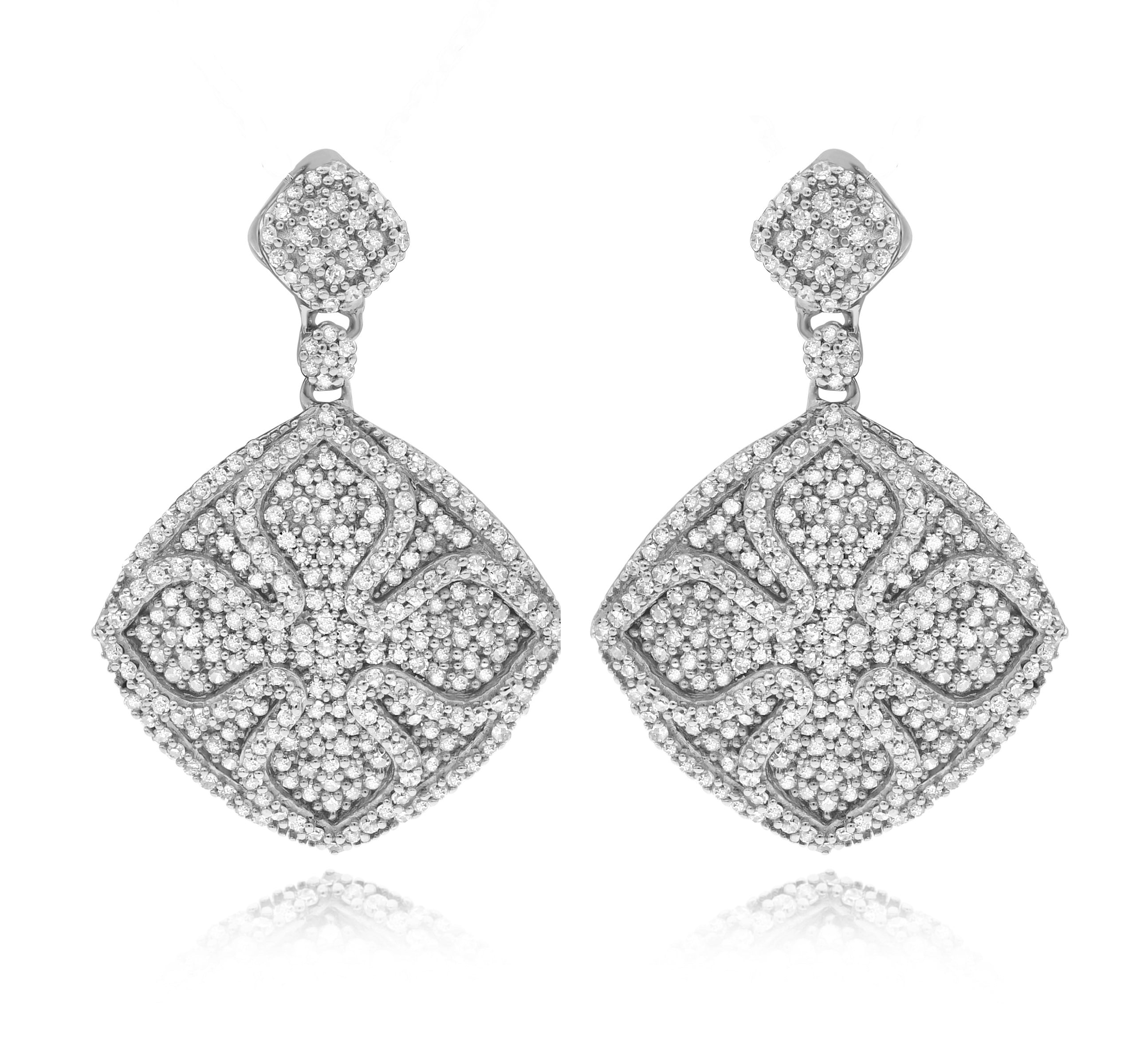 1.25 ct. Diamond 14K White Gold Flower Drop Earrings