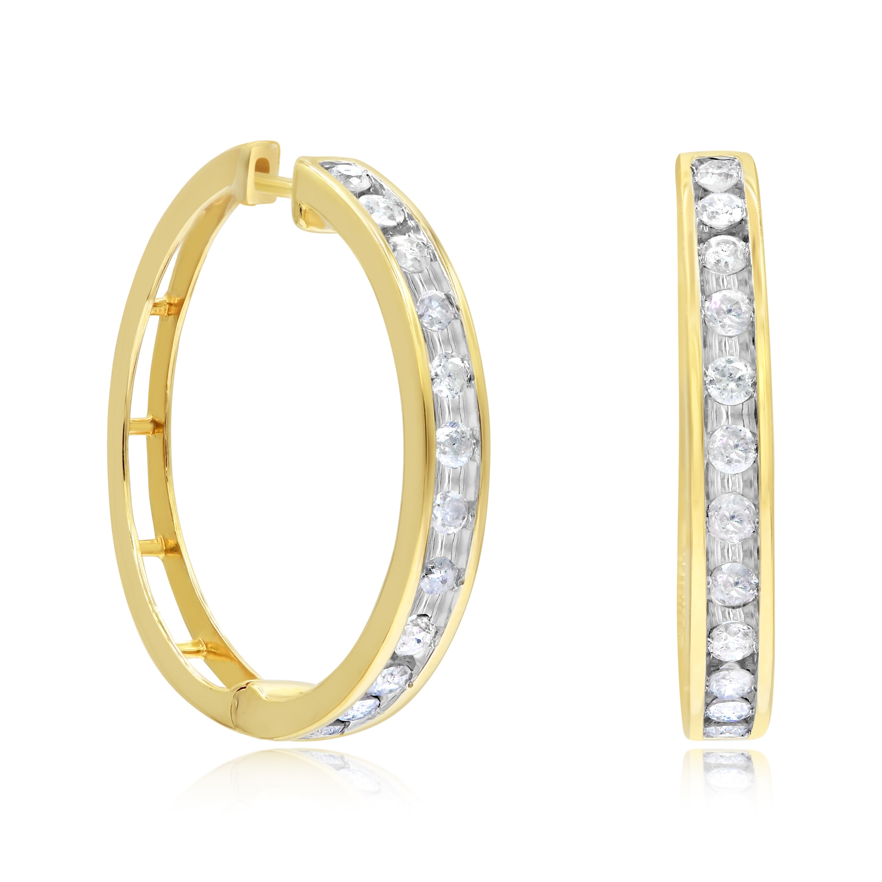 1.02 ct. Diamond 14K Yellow Gold Hoop Earrings