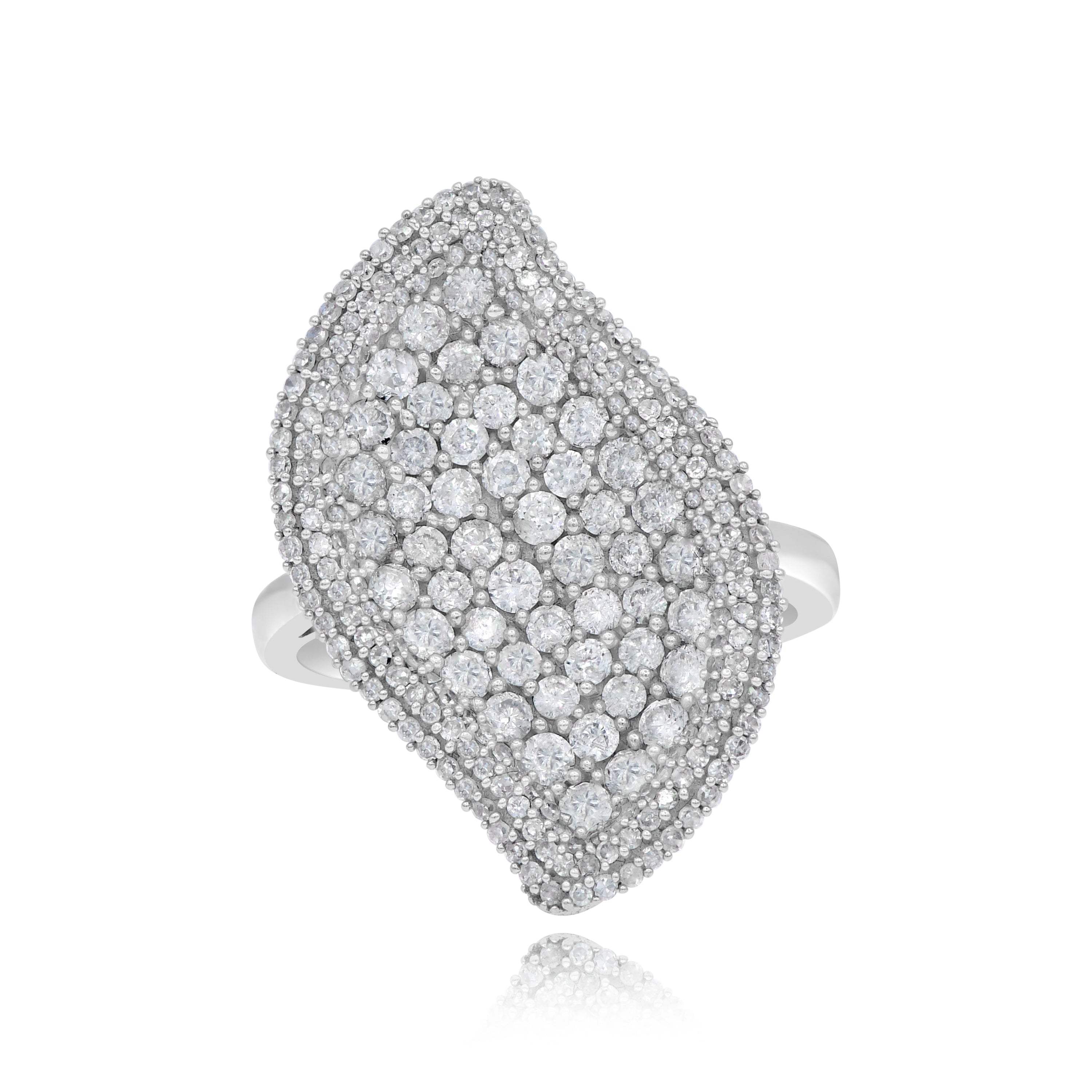 1.46 ct. Diamond 14K White Gold Leaf Ring
