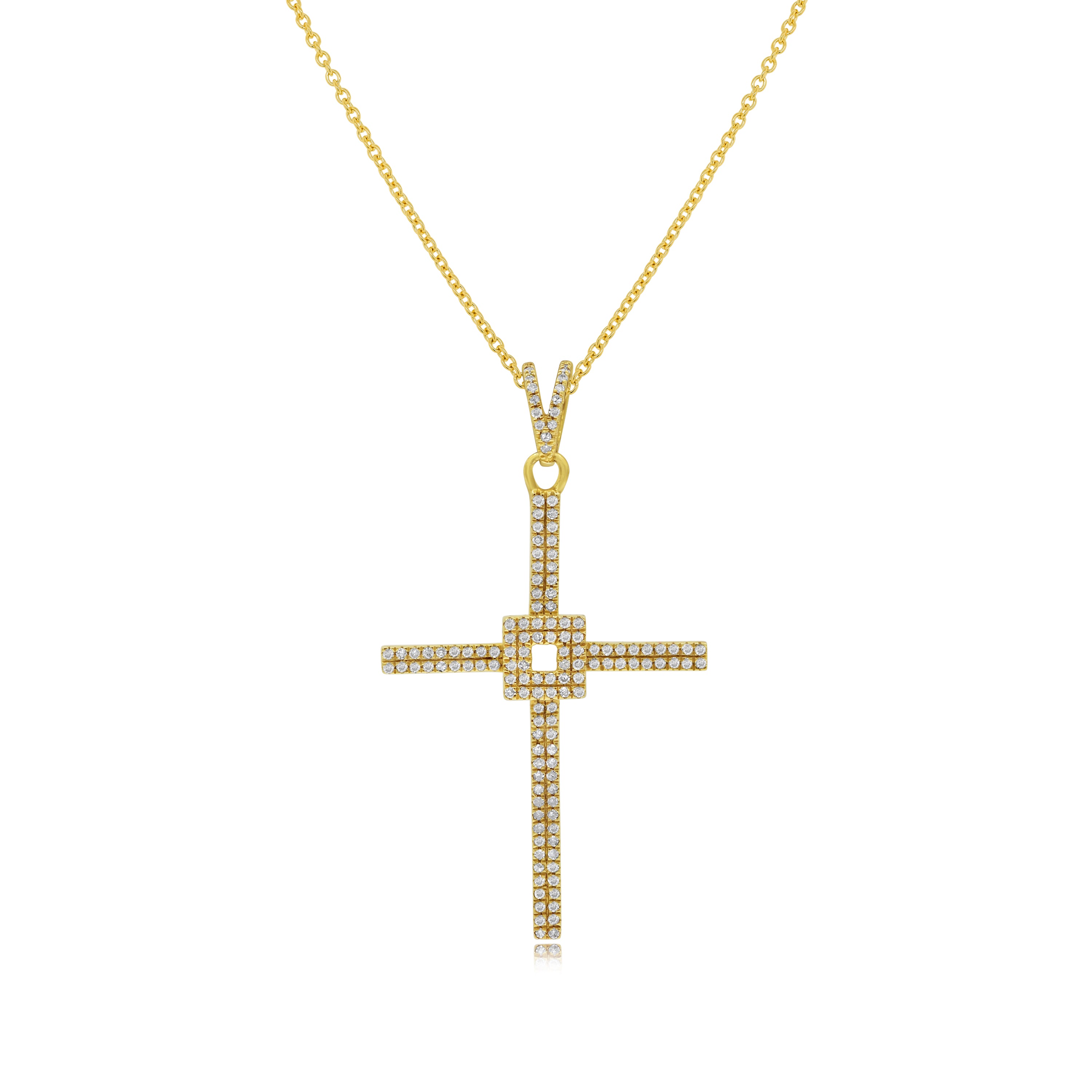 0.47 ct. Diamond 14K Yellow Gold Cross Pendant