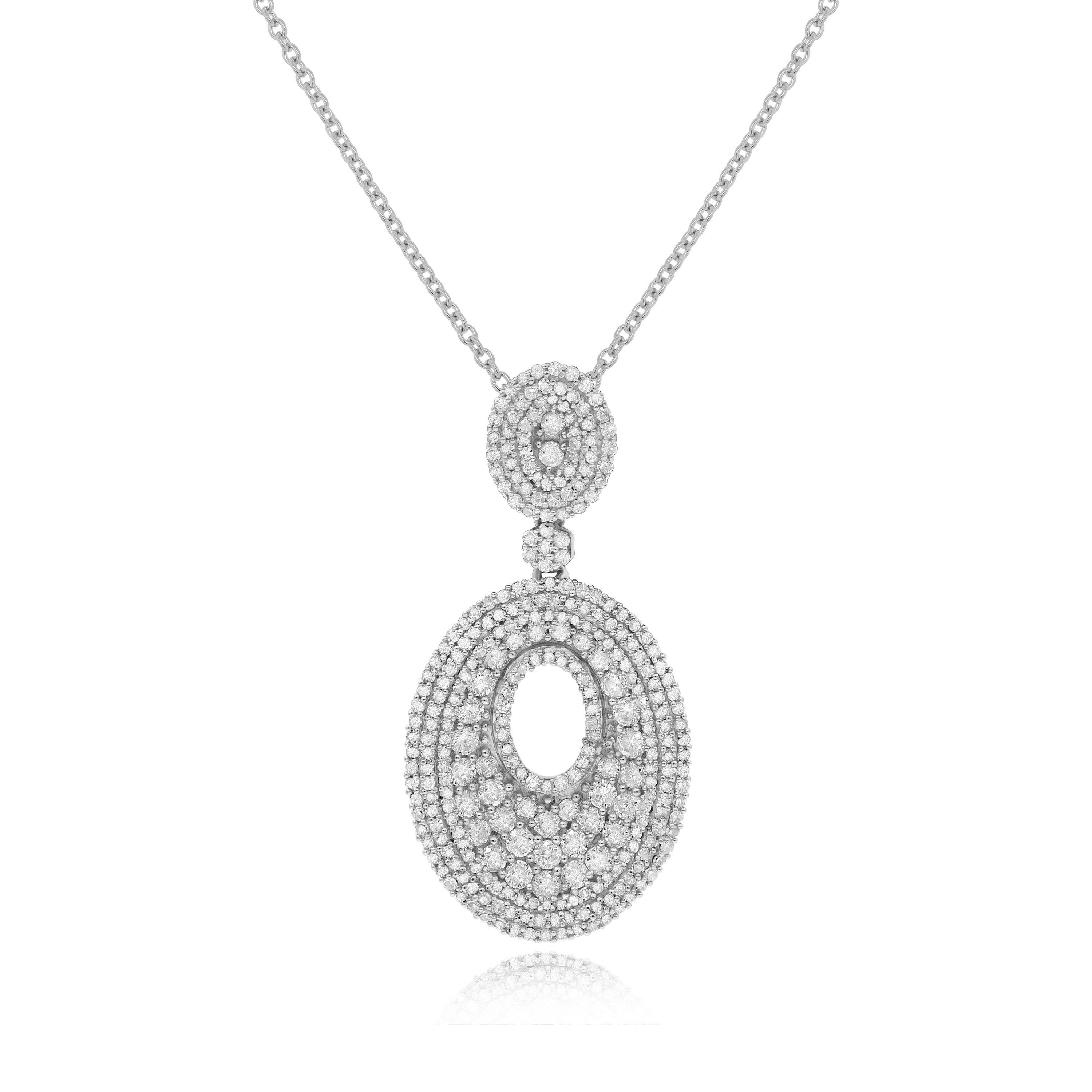 1.4 ct. Diamond 14K White Gold Drop Pendant Neckalce