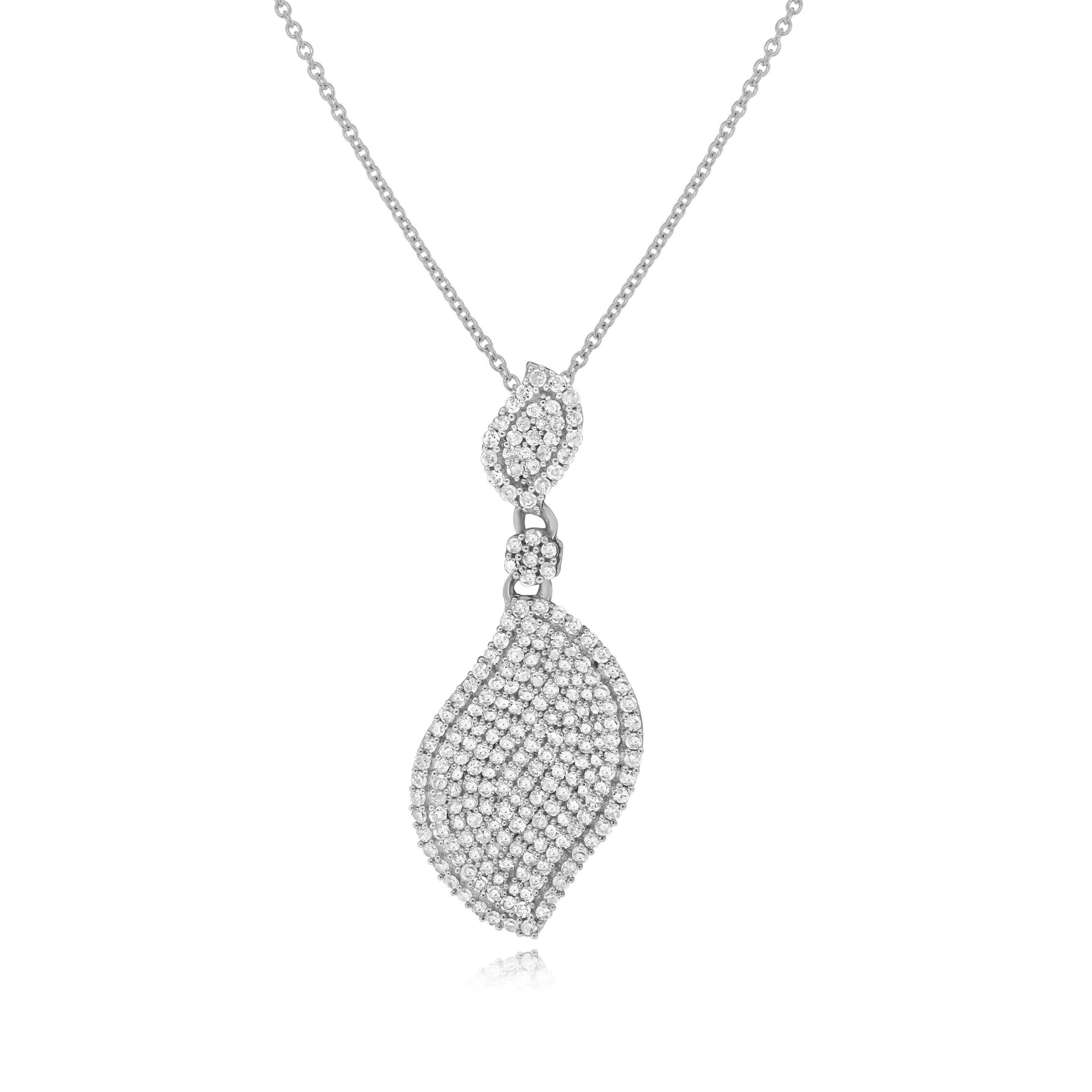 0.71 ct. Diamond 14K White Gold Curved Marquise-Shaped Dangle Pendant