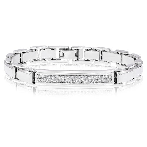 0.52 ct. Diamond 18K White Gold Bar Link Bracelet