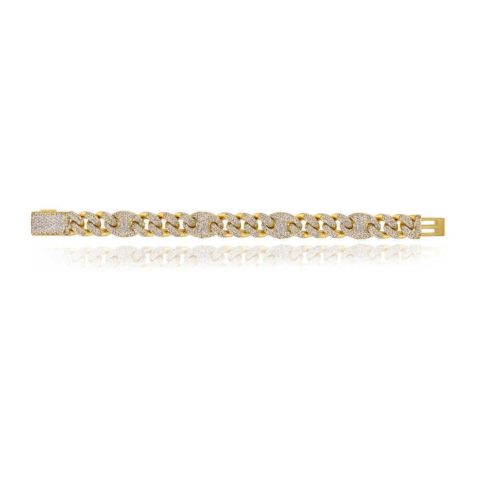 15.85 ct. Diamond 14K Yellow Gold Miami Cuban Link Bracelet 8.5"