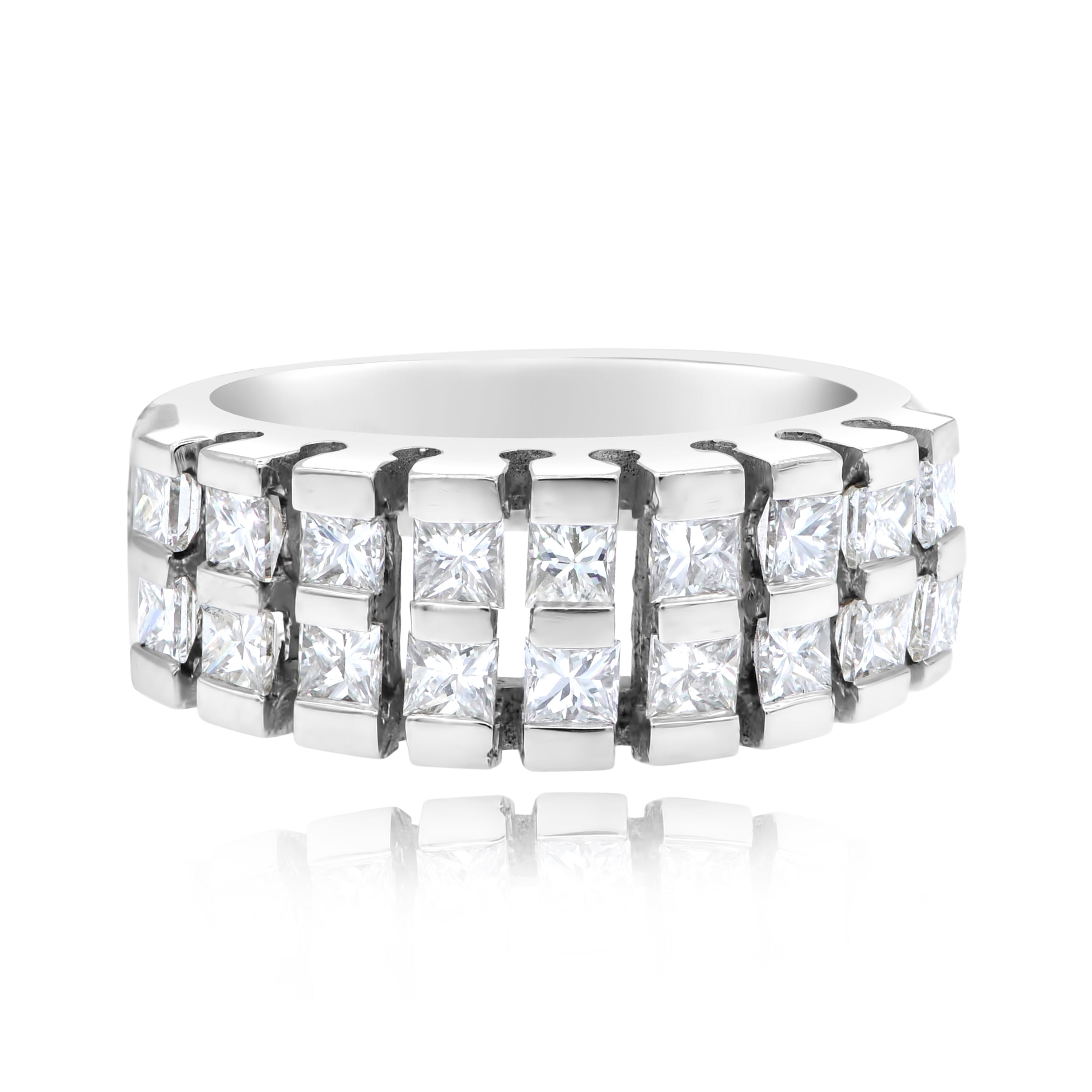 1.5 ct. Diamond 14K White Gold Vertical Bars Band