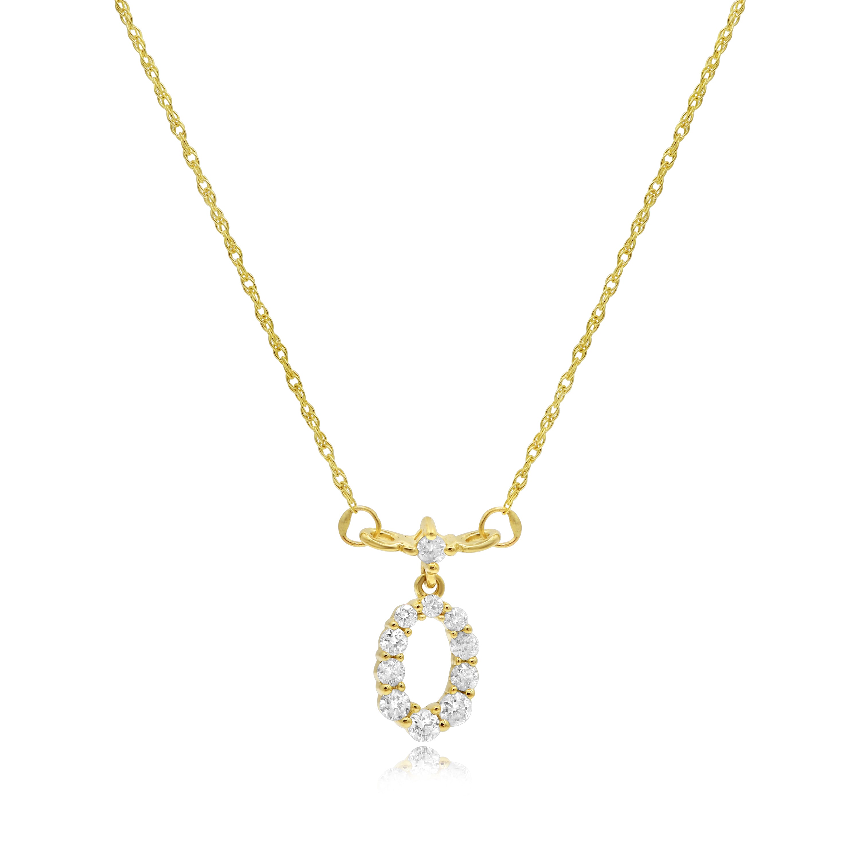 0.3 ct. Diamond 14K Yellow Gold Open Oval Pendant Necklace 18"