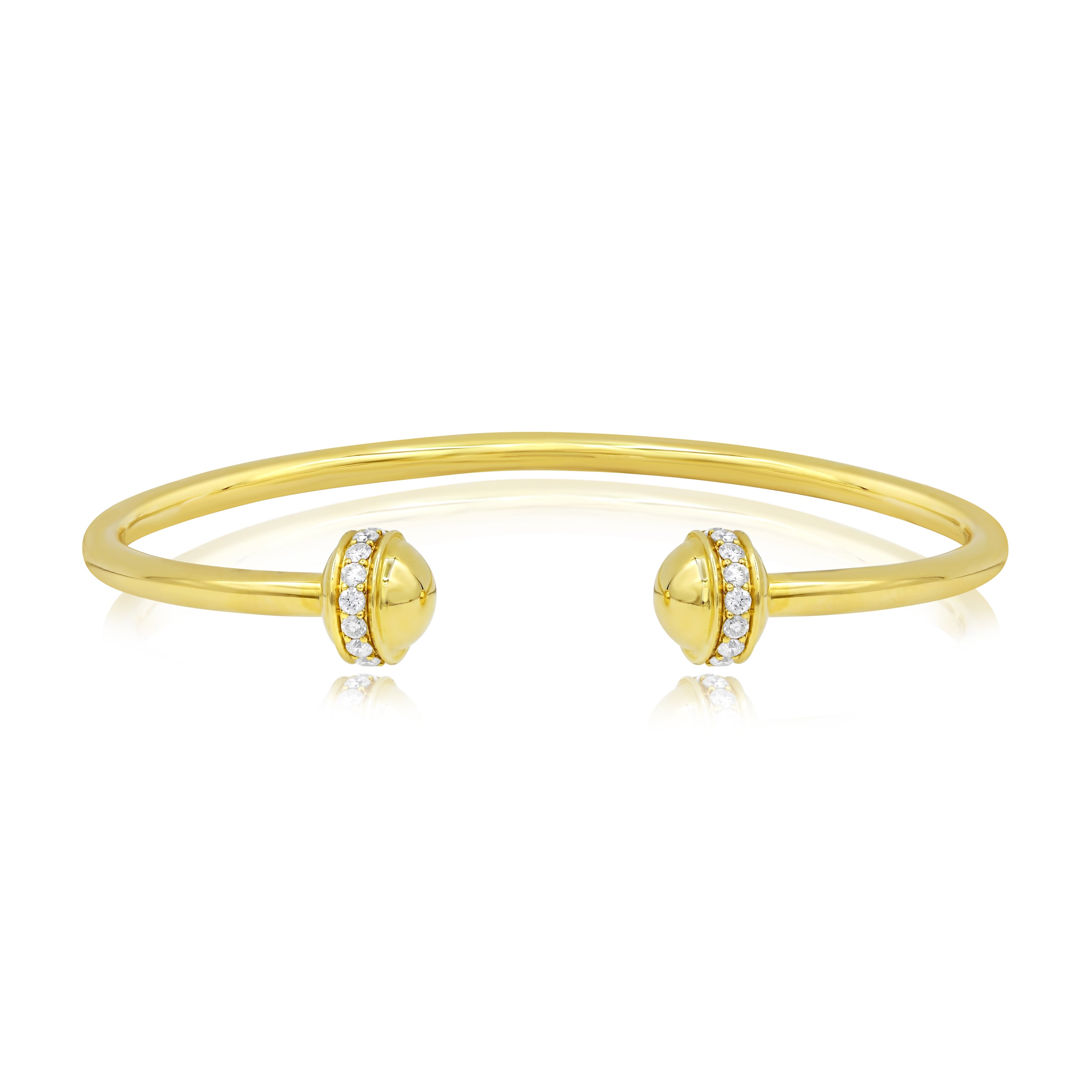 0.79 ct. Diamond 18K Yellow Gold Pave Cuff Bangle Stackable Bracelet