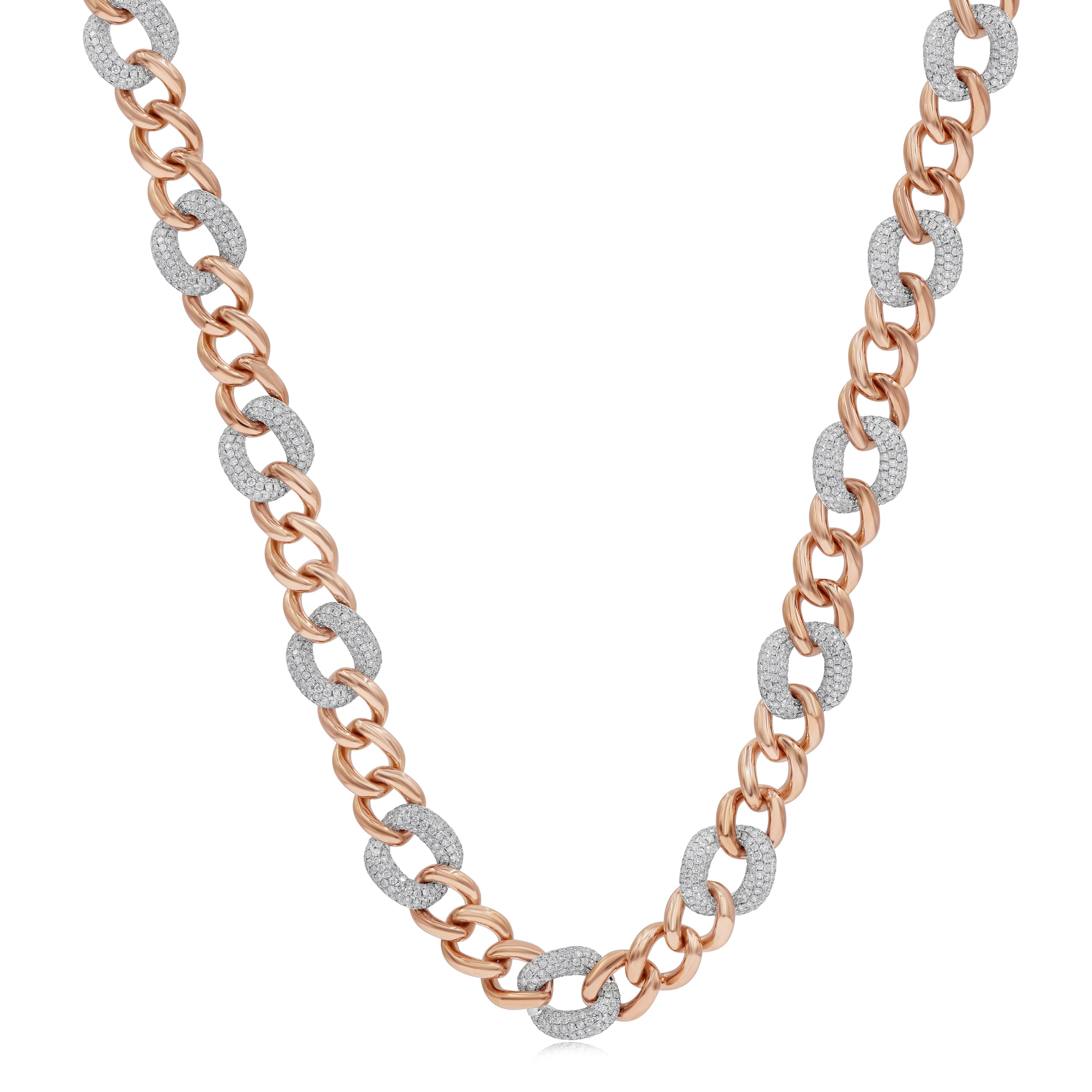 33.6 ct. Diamond 18K Two Tone Gold Cuban Link Necklace