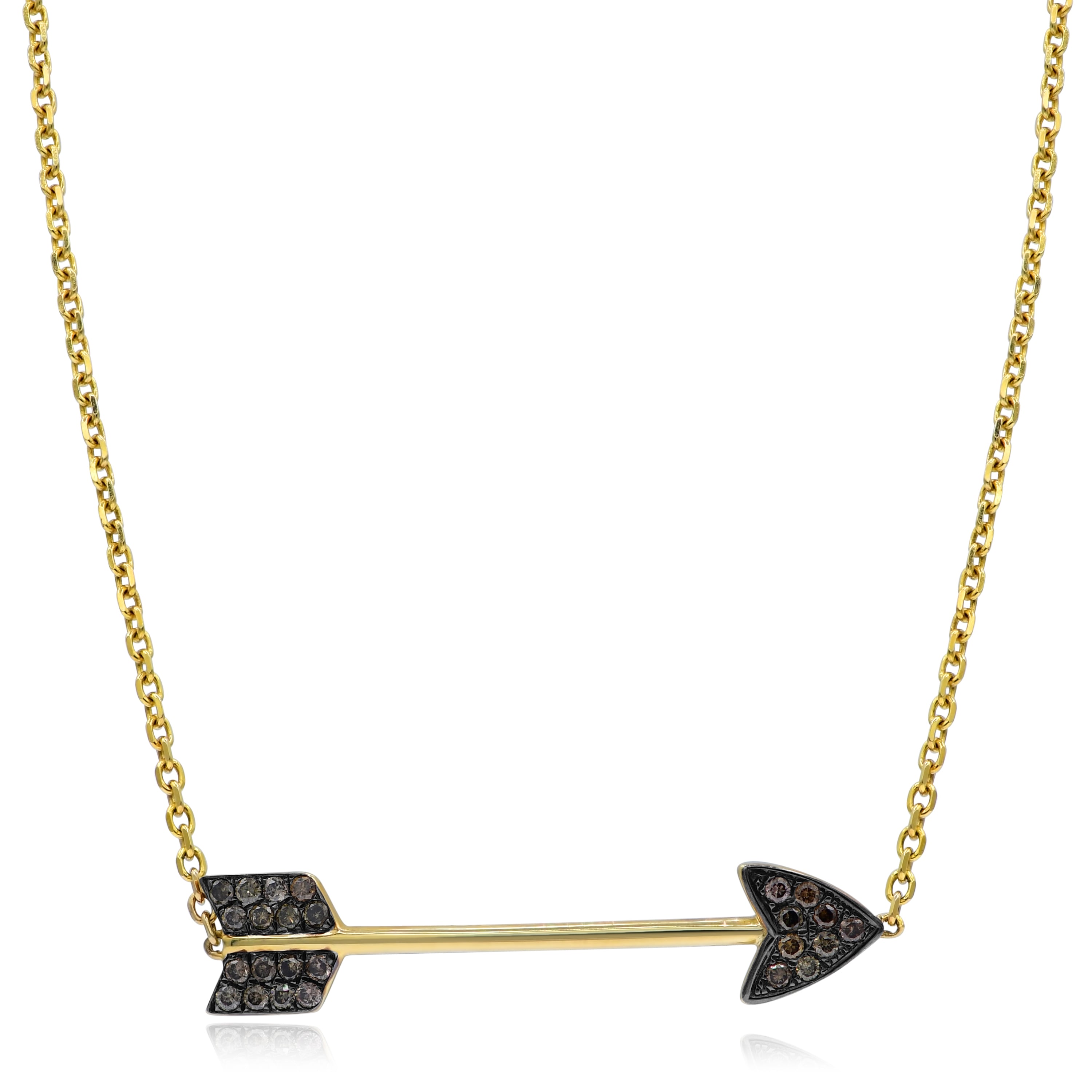 0.21 ct. Brown Diamond 14K Yellow Gold Arrow Pendant