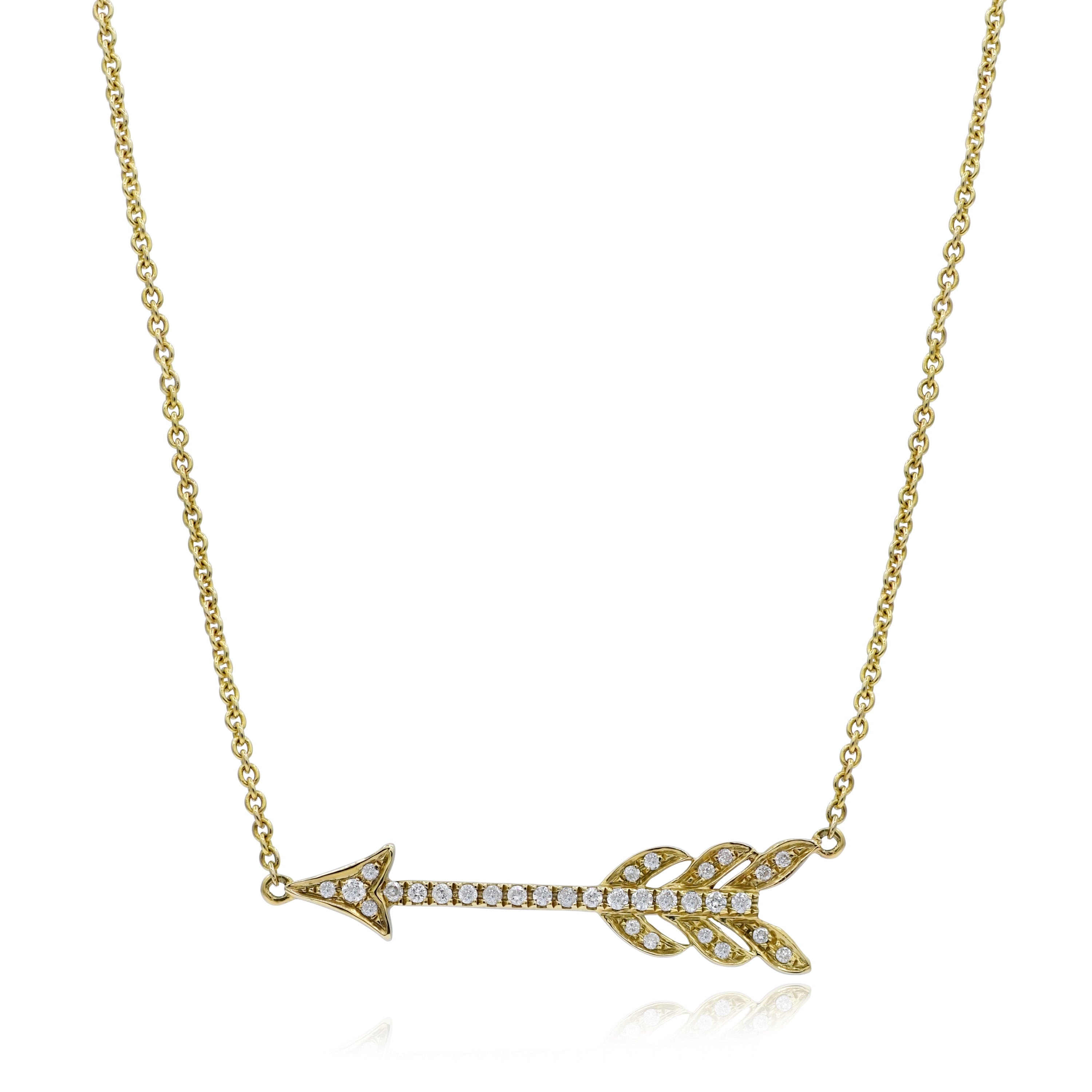 0.14 ct. Diamond 14K Yellow Gold Arrow Necklace