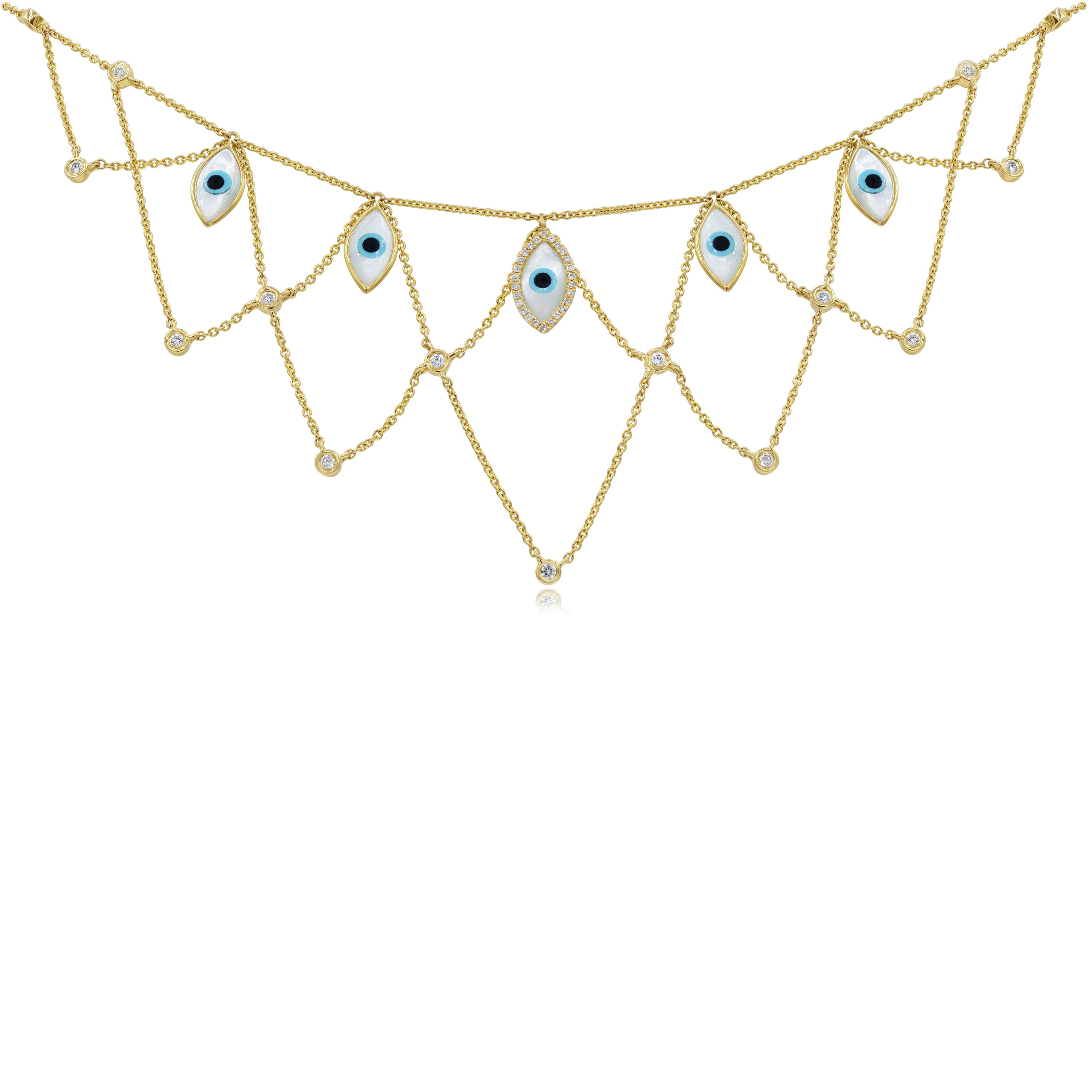 1 ct. Mother of Pearl & 0.36 ct. Diamond 14K Yellow Gold Necklace