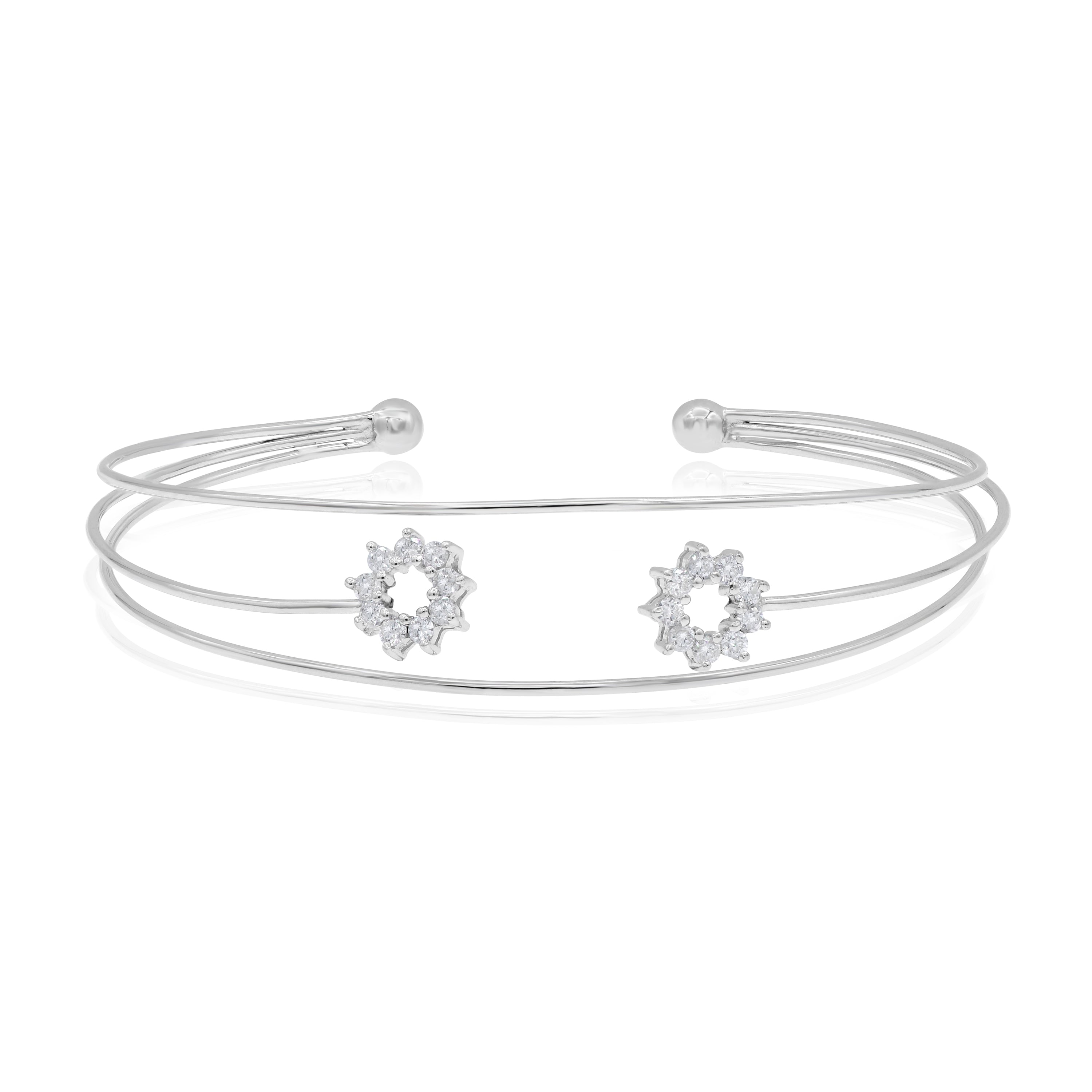 0.58 ct. Diamond 18K White Gold Open Nine Pointed Star Cuff Bracelet