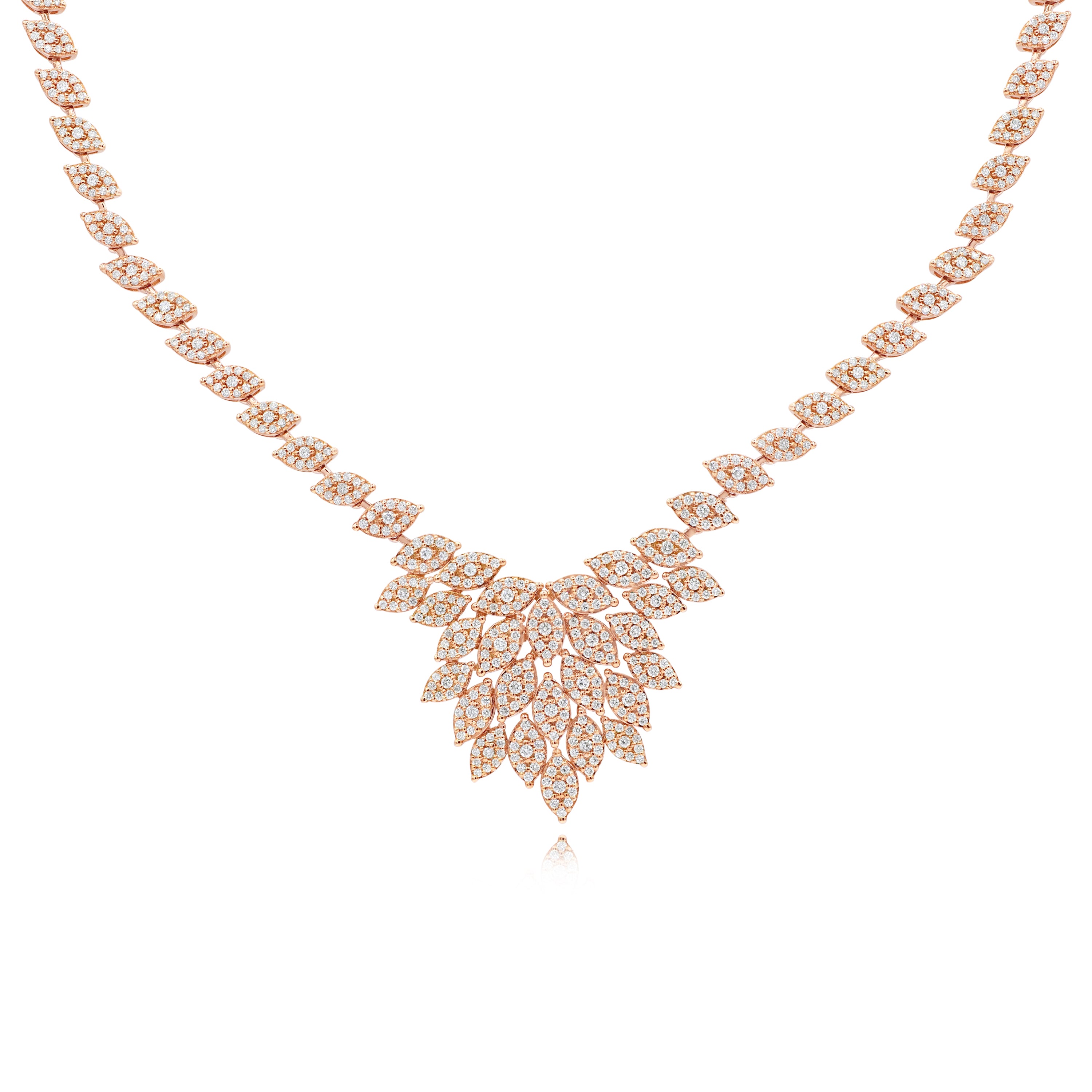 2.89 ct. Diamond 18K Rose Gold Cluster Statement Necklace
