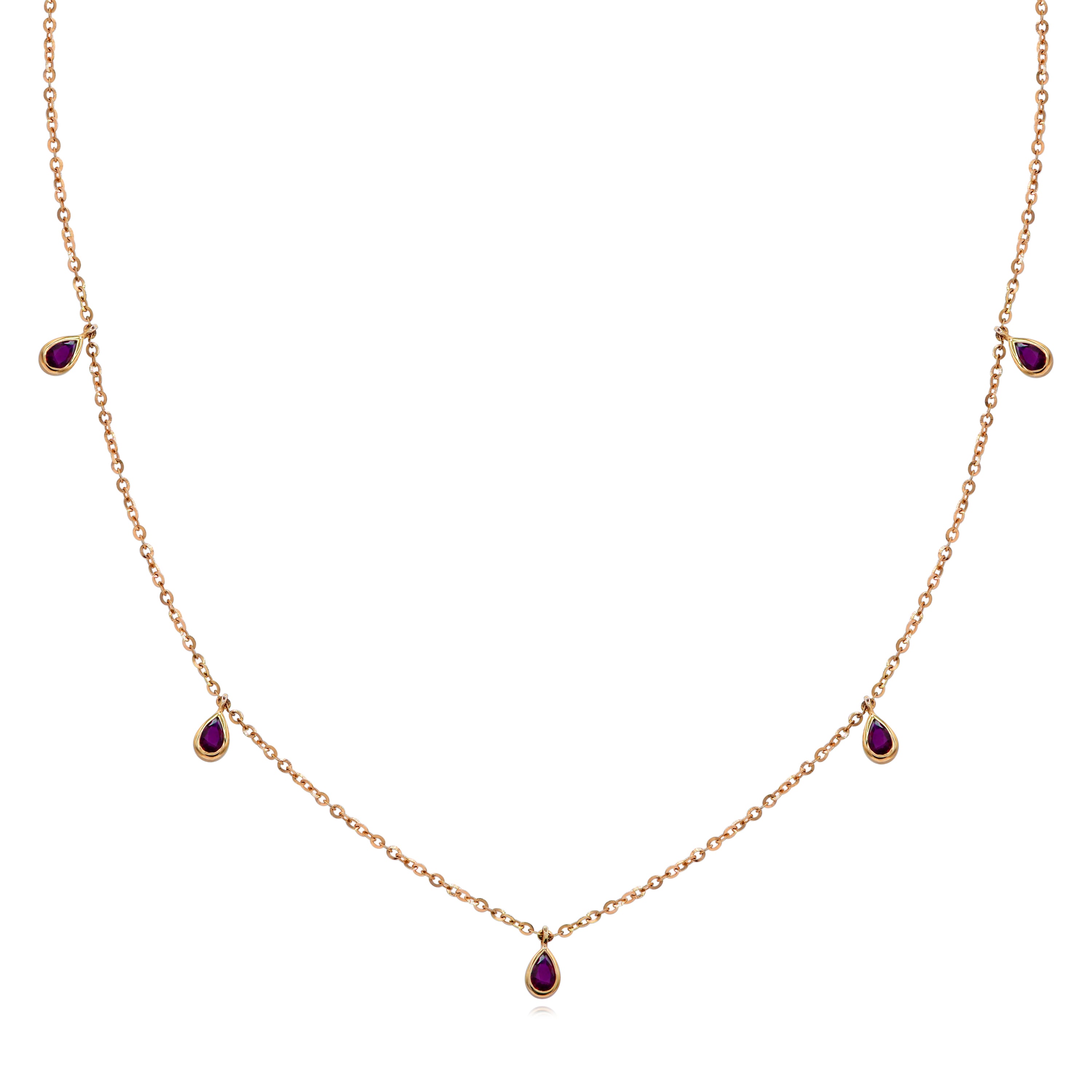 0.92 ct. Ruby 18K Rose Gold Stone Station Necklace