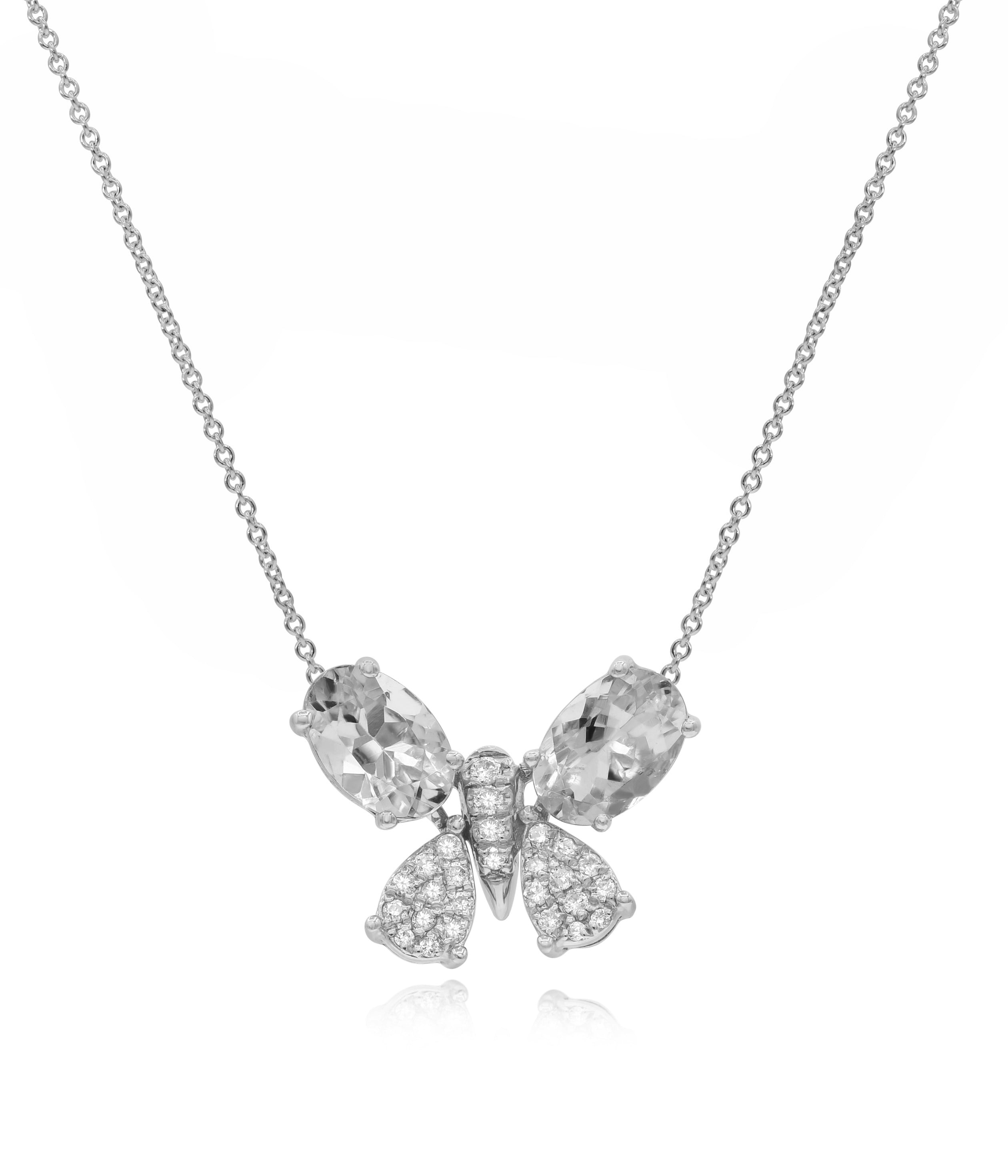 0.67 ct. Morganite & 0.08 ct. Diamond 14K White Gold Butterfly Pendant