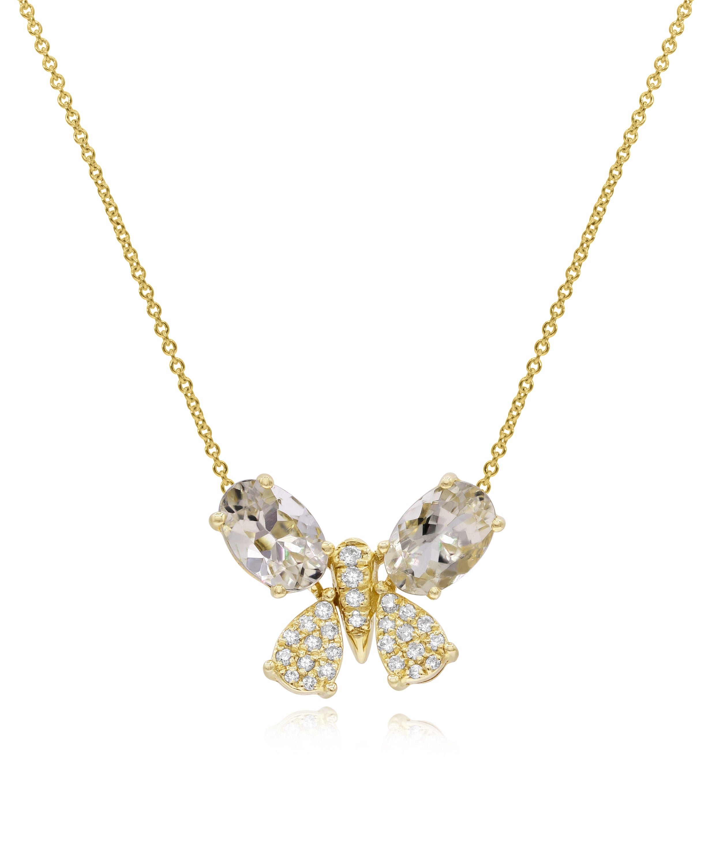 0.69 ct. Morganite & 0.08 ct. Diamond 14K Yellow Gold Butterfly Pendant