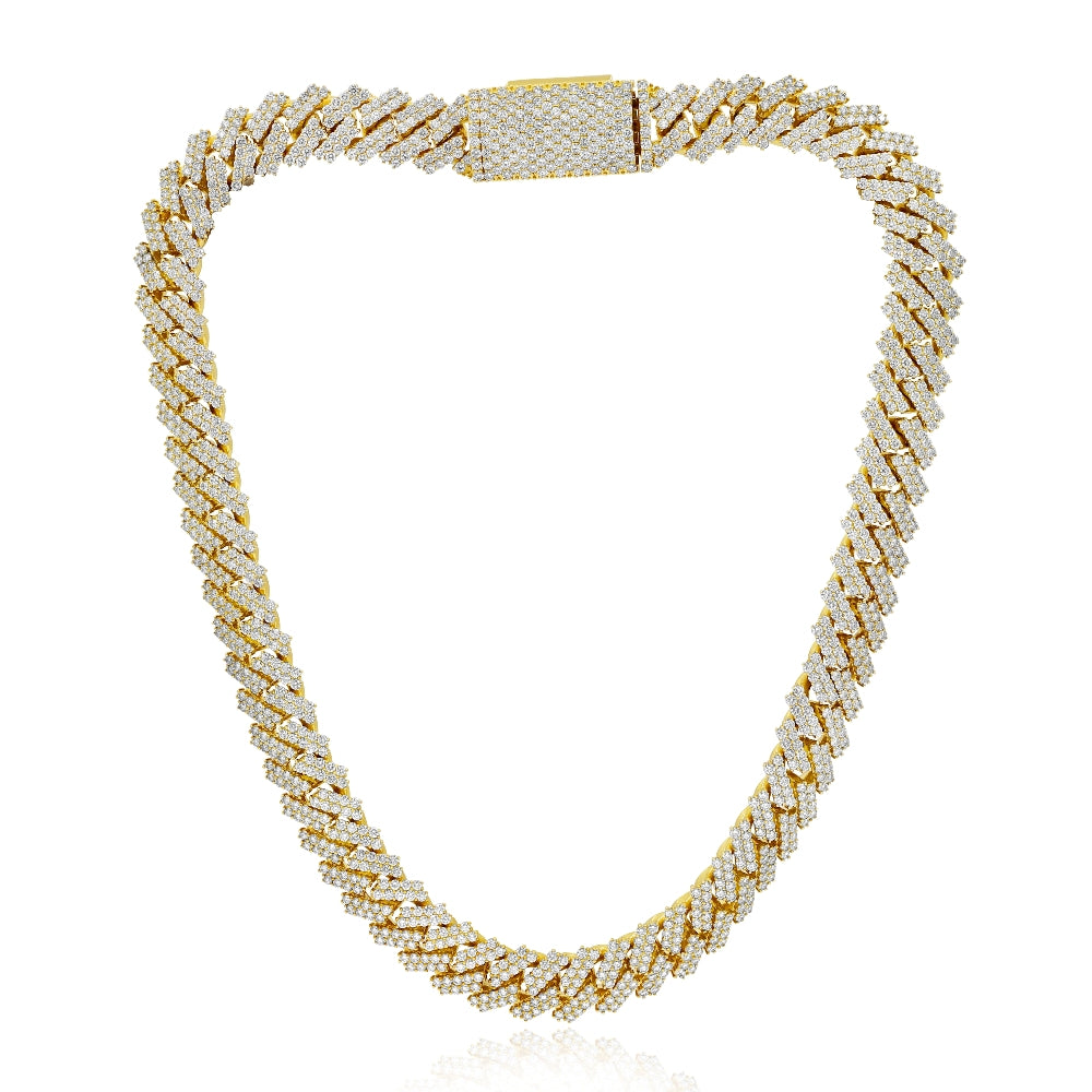 52.45 ct. Diamond 10K Yellow Gold Cuban Link Necklace 21"