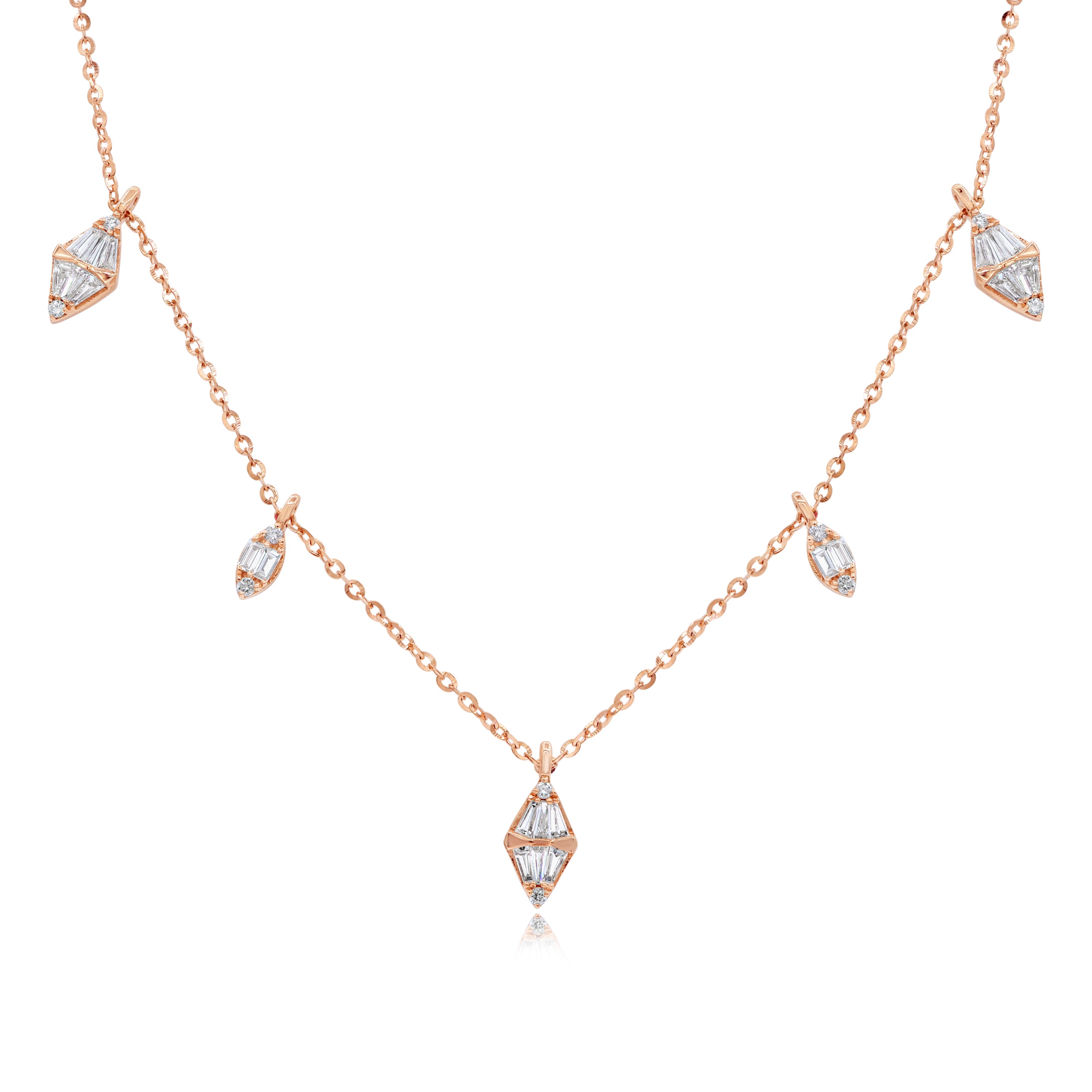 0.57 ct. Diamond 14K Rose Gold Station Necklace 18"