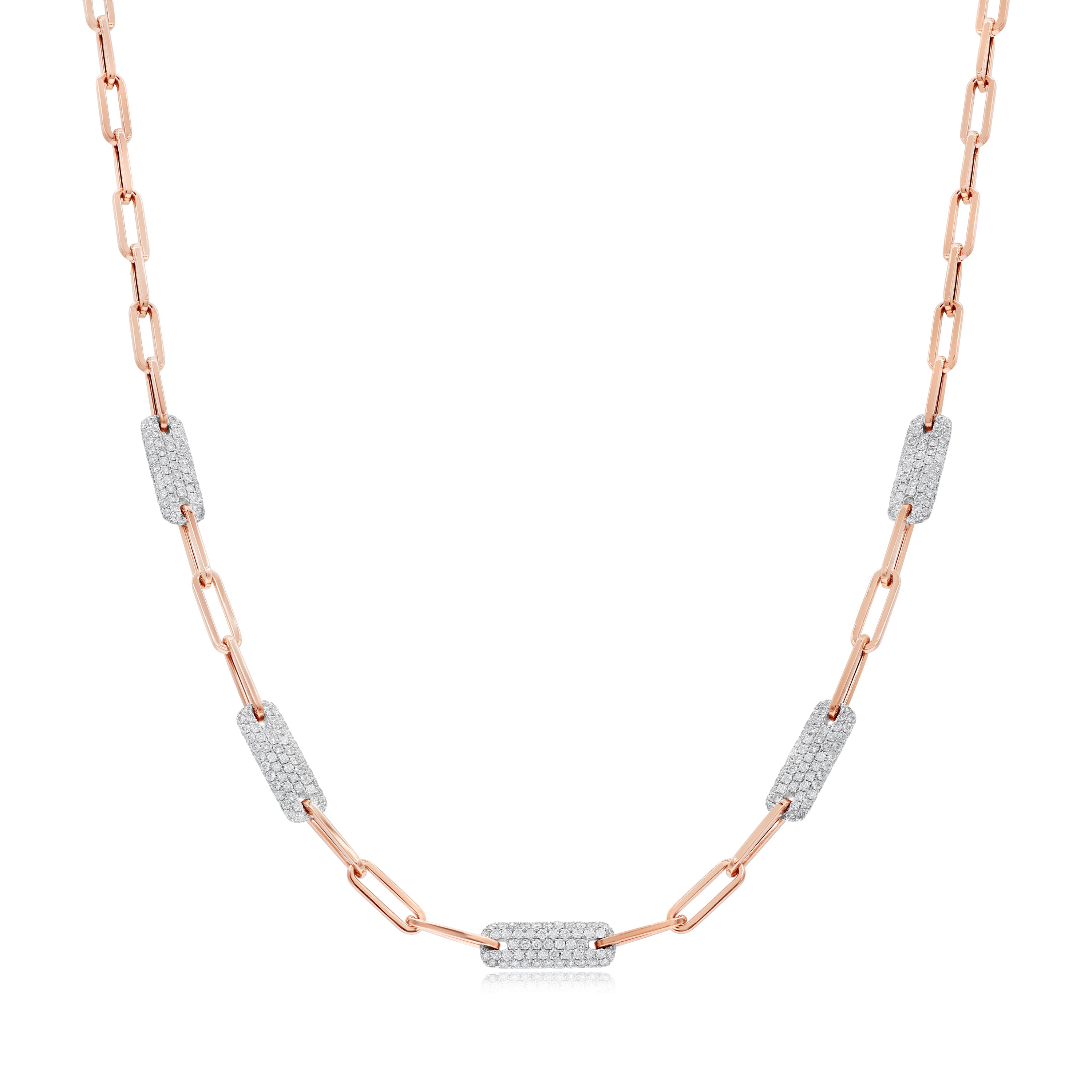 4.74 ct. Diamond 14K Two Tone Gold Paperclip Link Necklace 18"