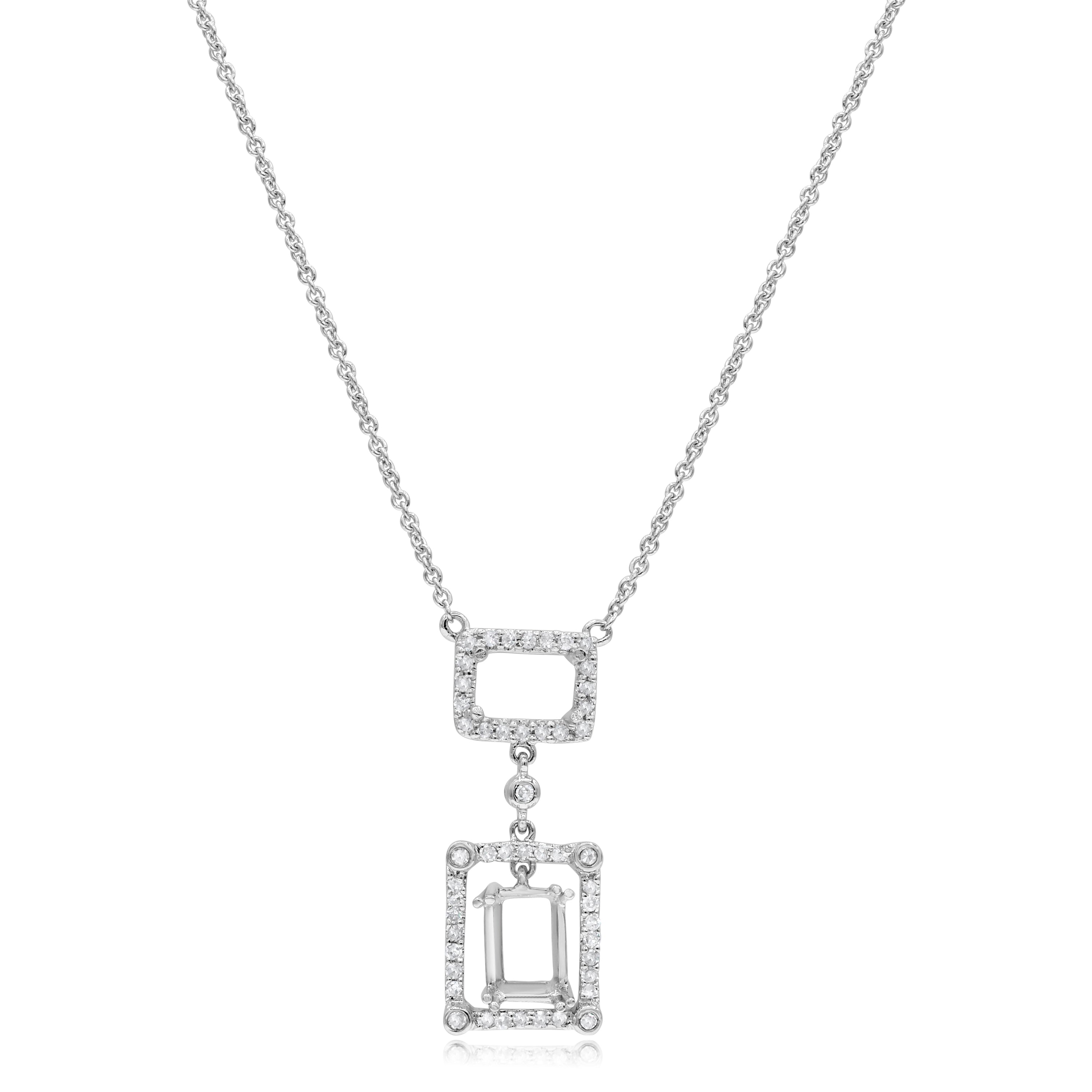 0.21 ct. Diamond 14K White Gold Drop Pendant Necklace Mounting