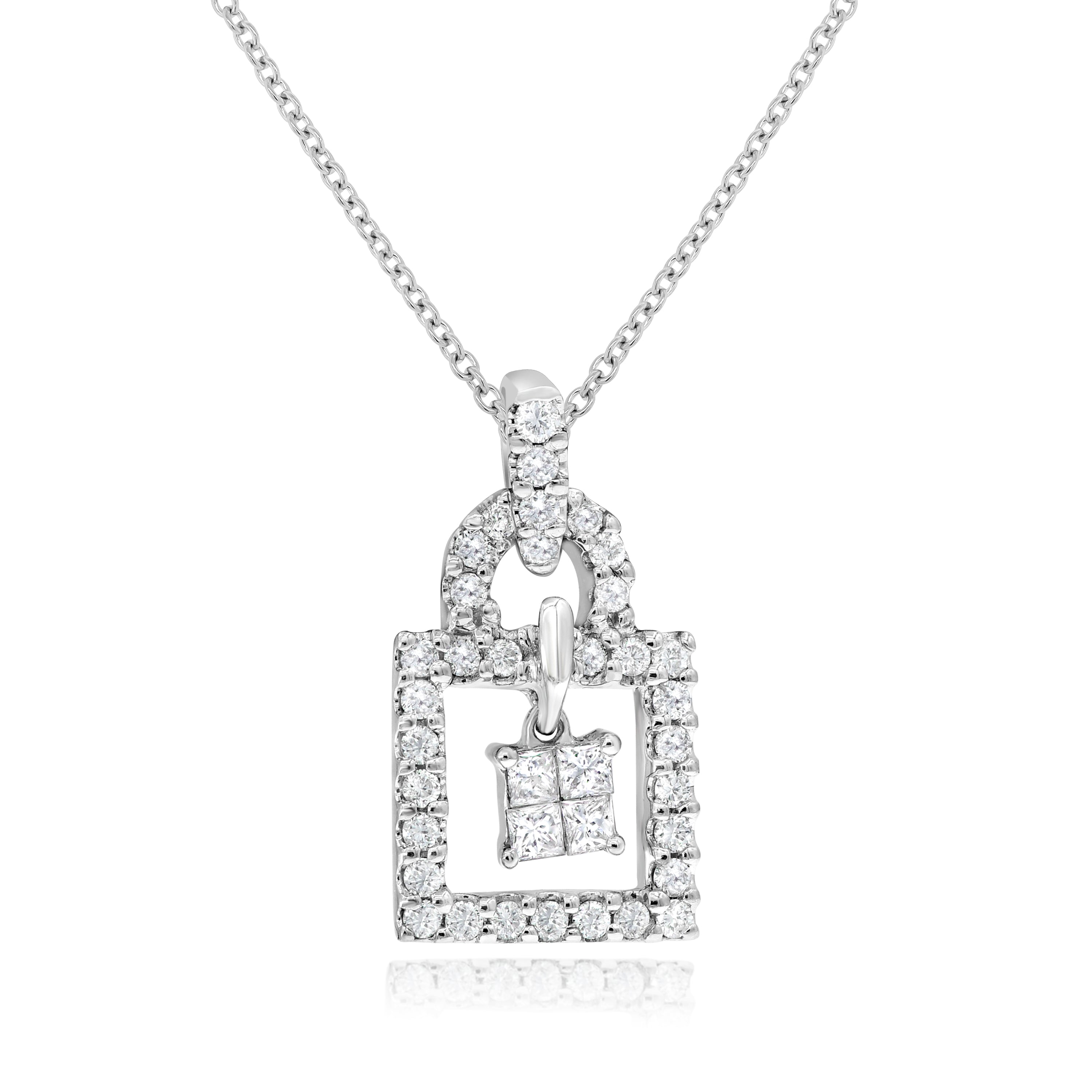 0.41 ct. Diamond 18K White Gold Lock Pendant