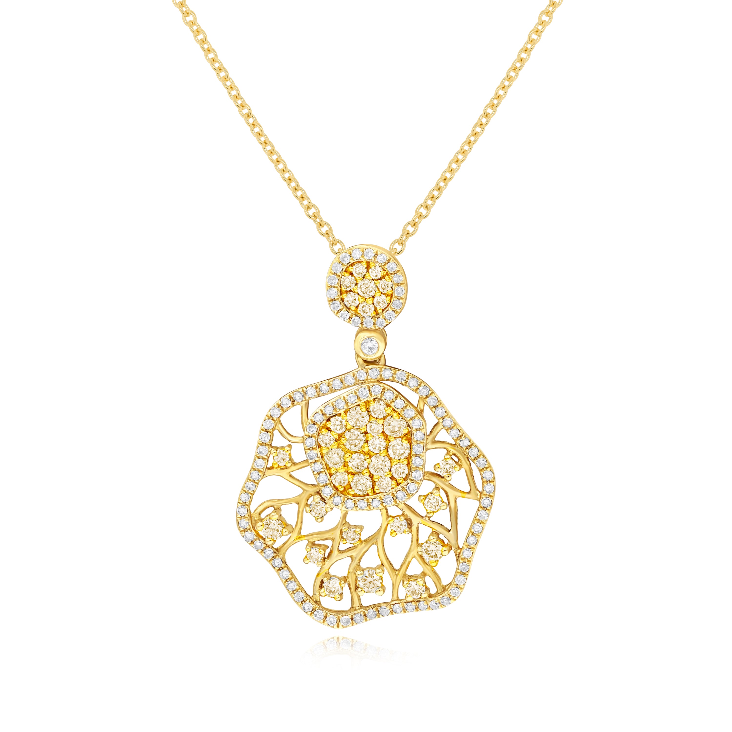 1.08 ct. Brown & White Diamond 14K Yellow Gold Slide Pendant