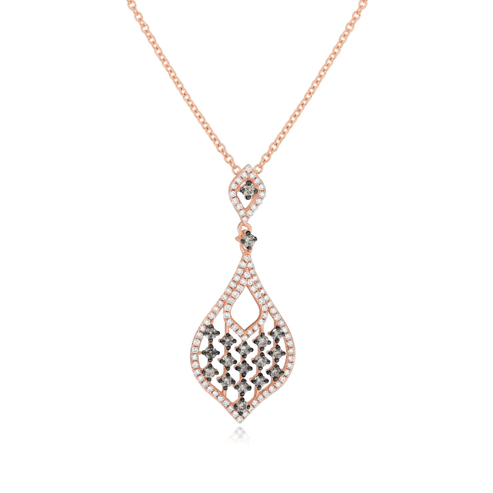 0.85 ct. Diamond 14K Rose Gold Pave Open Teardrop Pendant