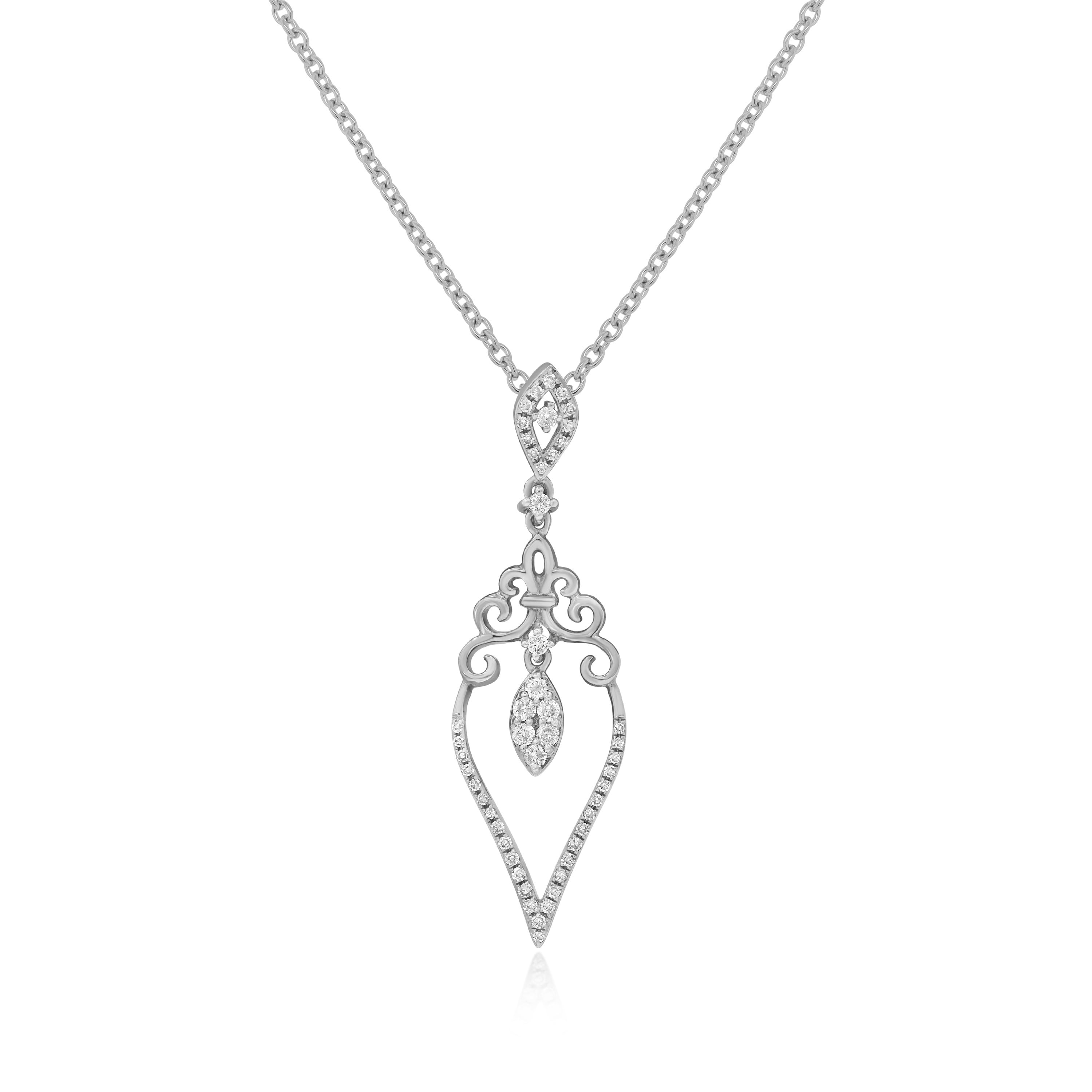 0.35 ct. Diamond 14K White Gold Chandelier Pendant Necklace