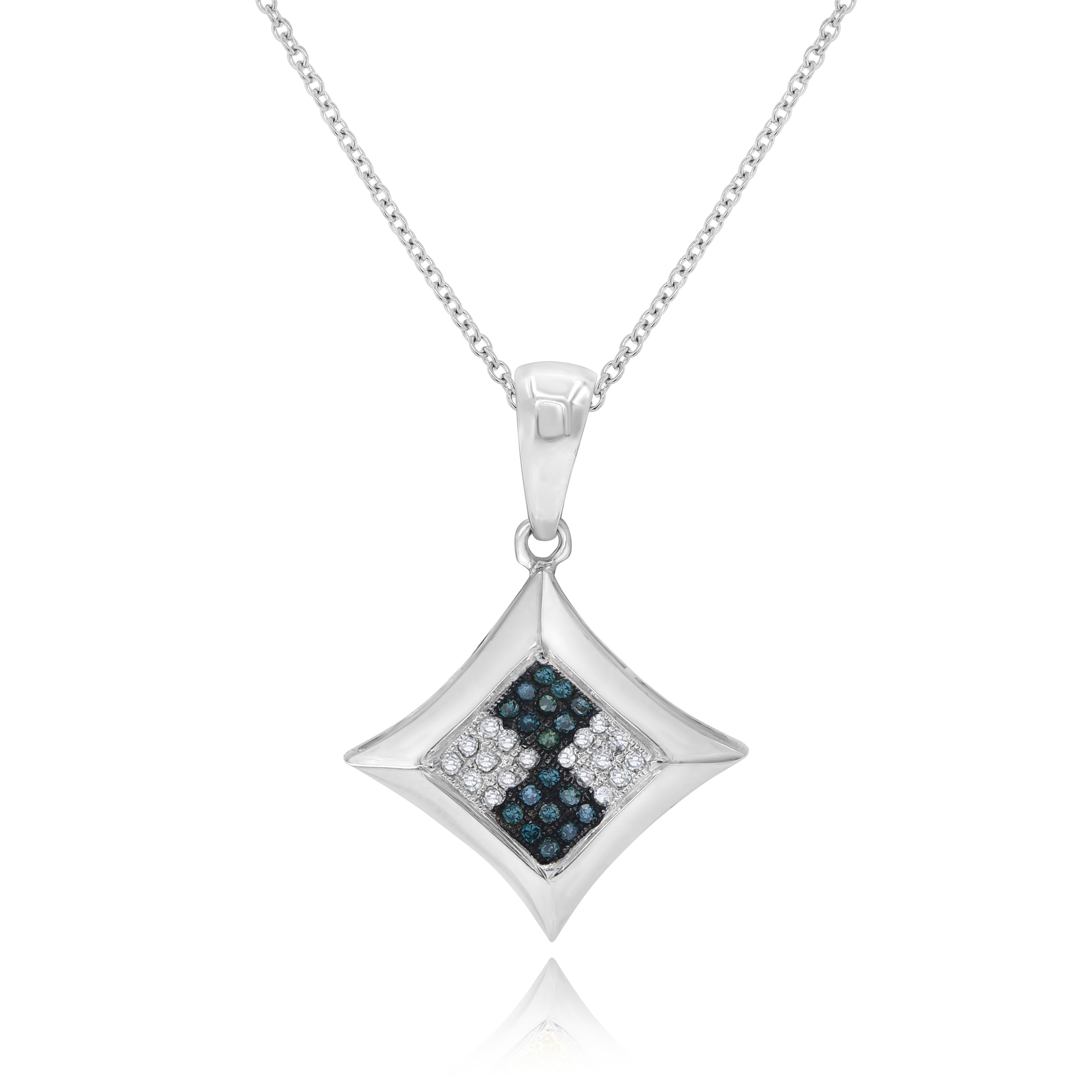 0.12 ct. Diamond 14K White Gold Diagonal Kite Pendant