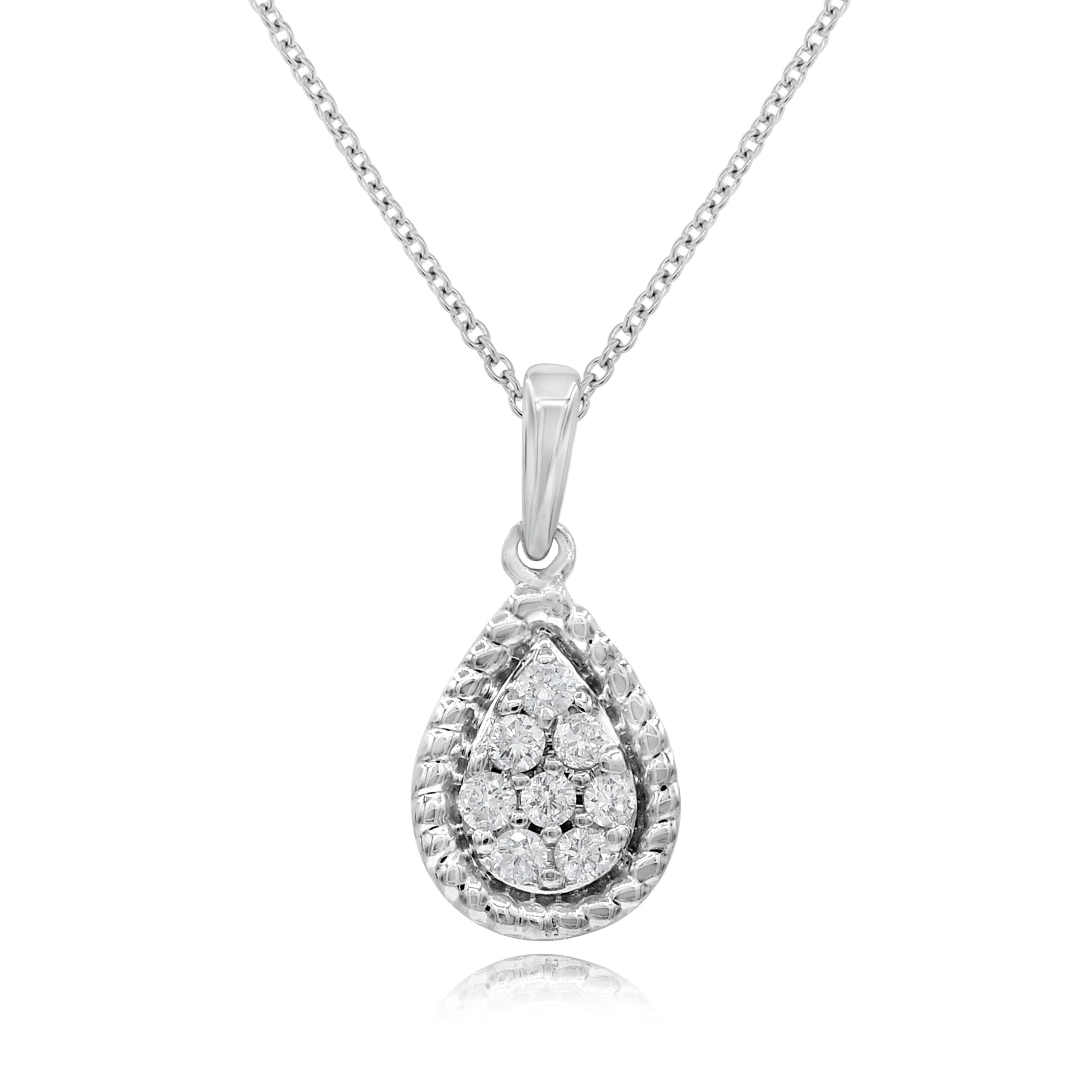 0.14 ct. Diamond 14K White Gold Illusion Pear Pendant