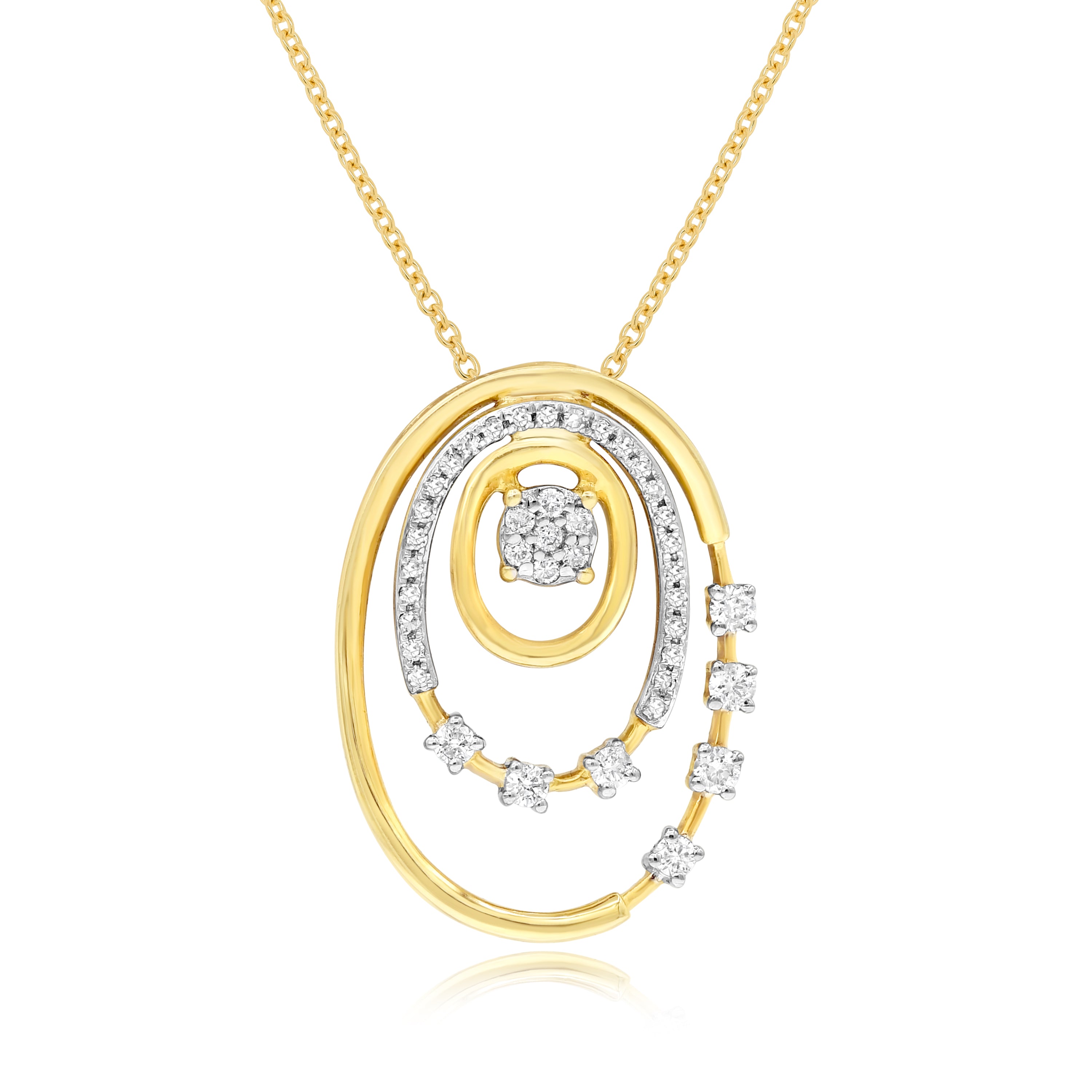 0.29 ct. Diamond 14K Yellow Gold Oval Pendant