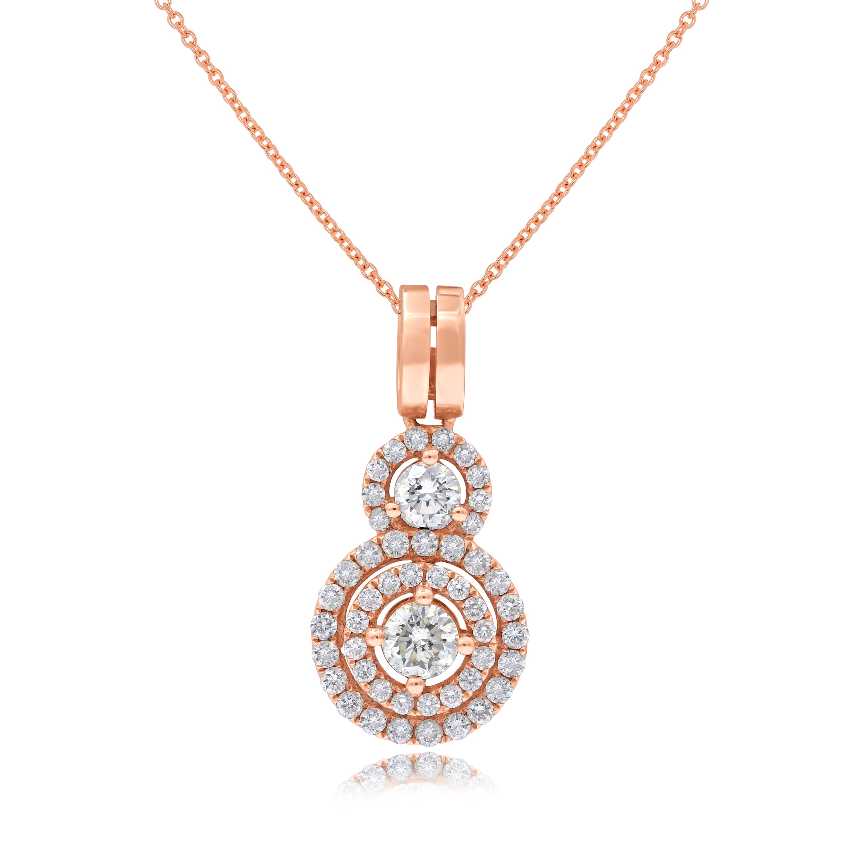1.05 ct. Diamond 14K Rose Gold Halo Pendant