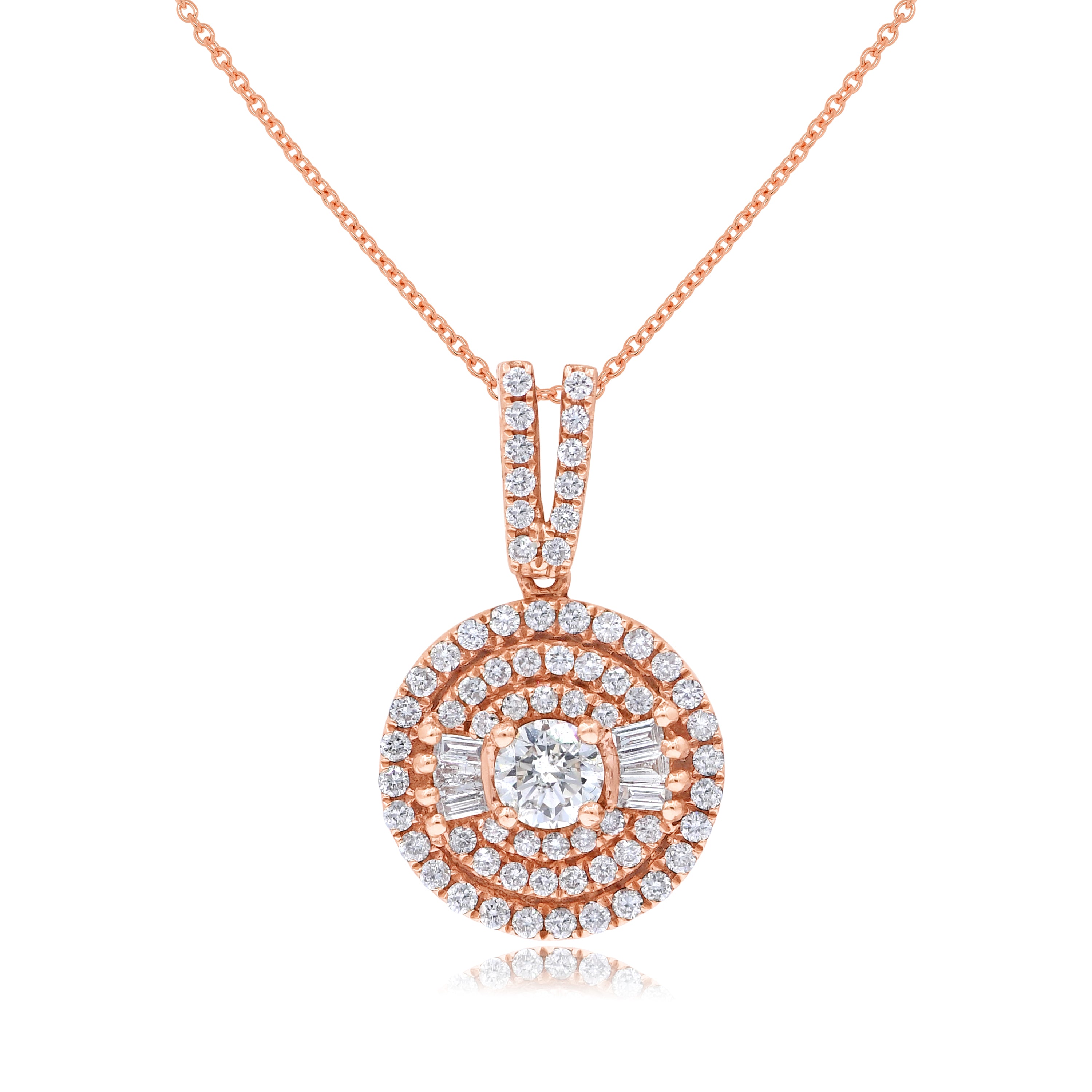 1 ct. Diamond 14K Rose Gold Circular Pendant