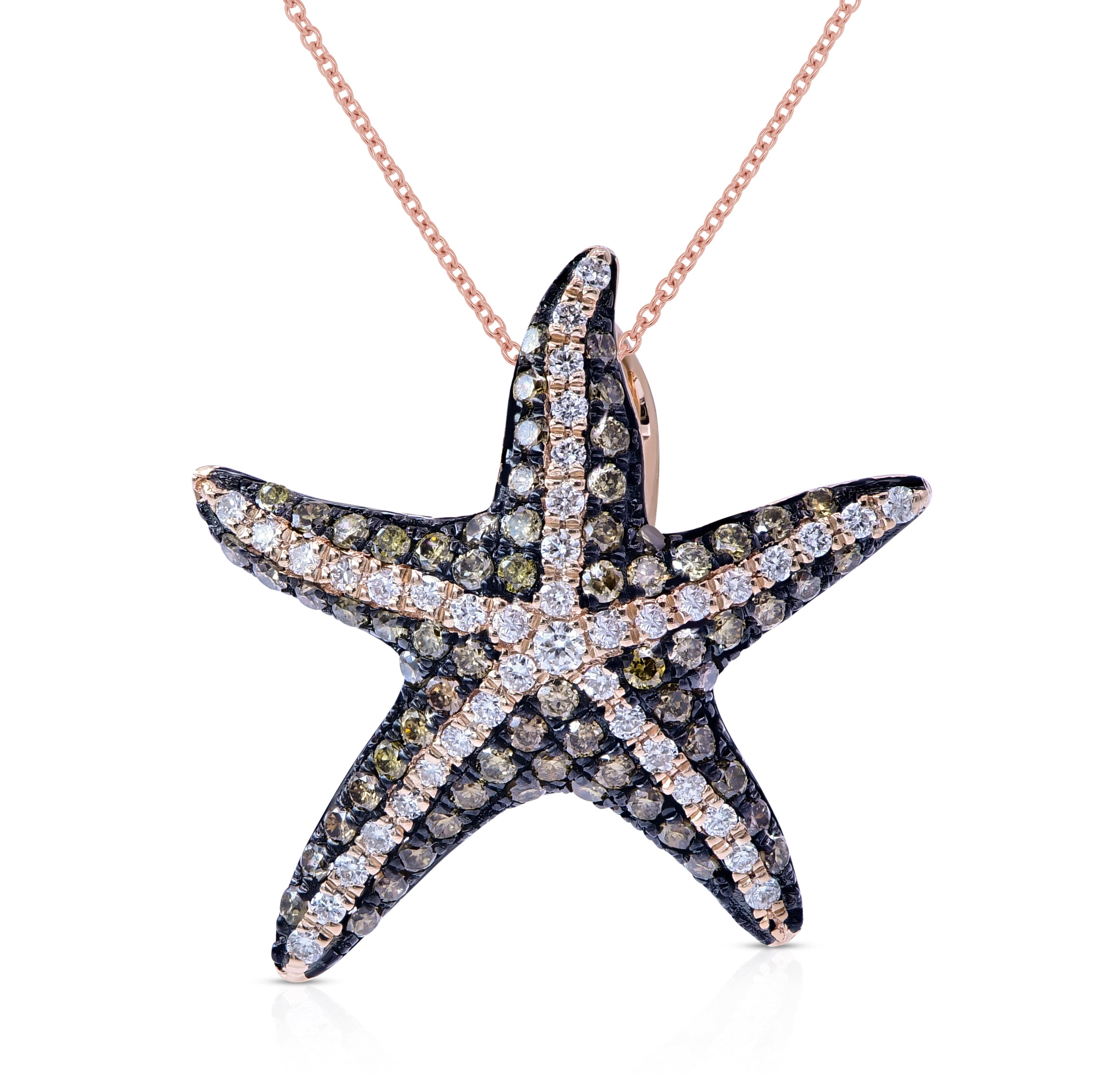0.6 ct. Brown & White Diamond 14K Rose Gold Starfish Pendant
