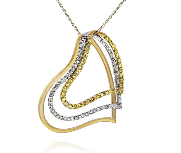 0.16 ct. Diamond 14K Two Tone Gold Abstract Heart Pendant