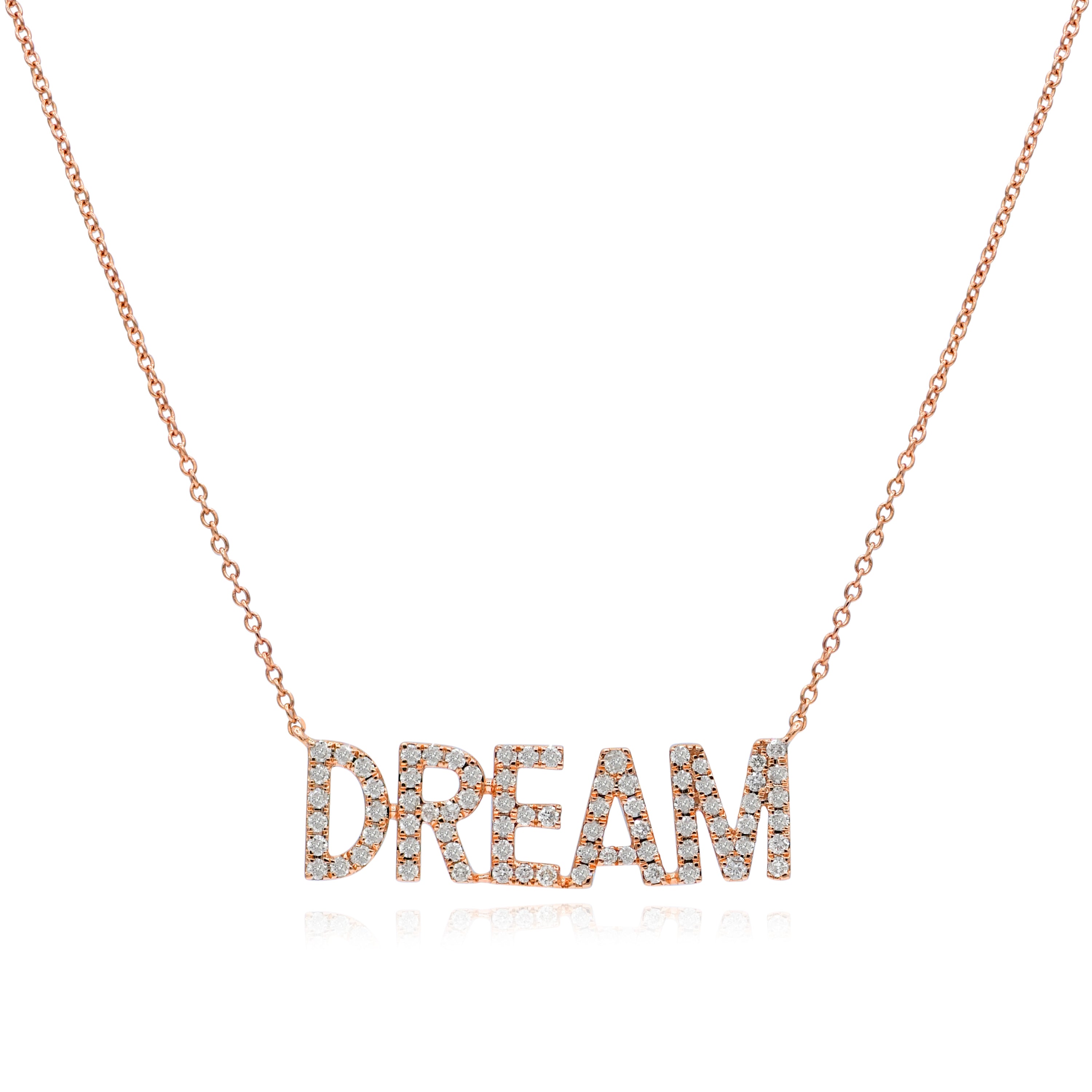 0.47 ct. Diamond 14K Rose Gold 3D Classic Chain 'DREAM' Necklace 18"