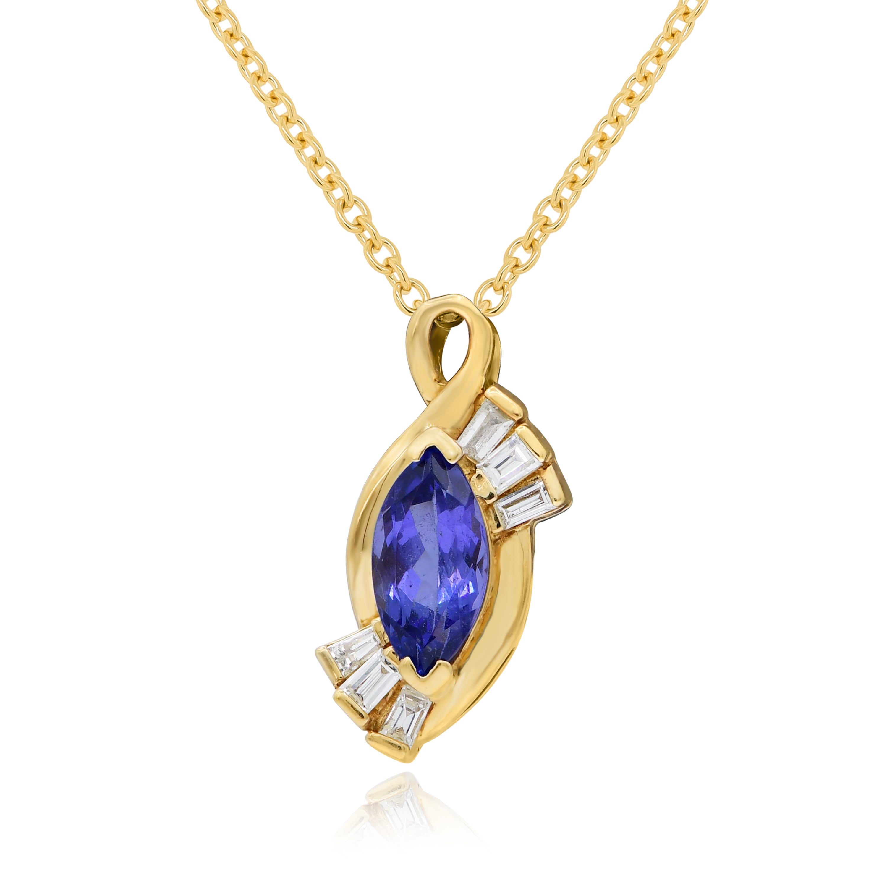 1.05 ct. Tanzanite & 0.22 ct. Diamond 18K Yellow Gold Pendant