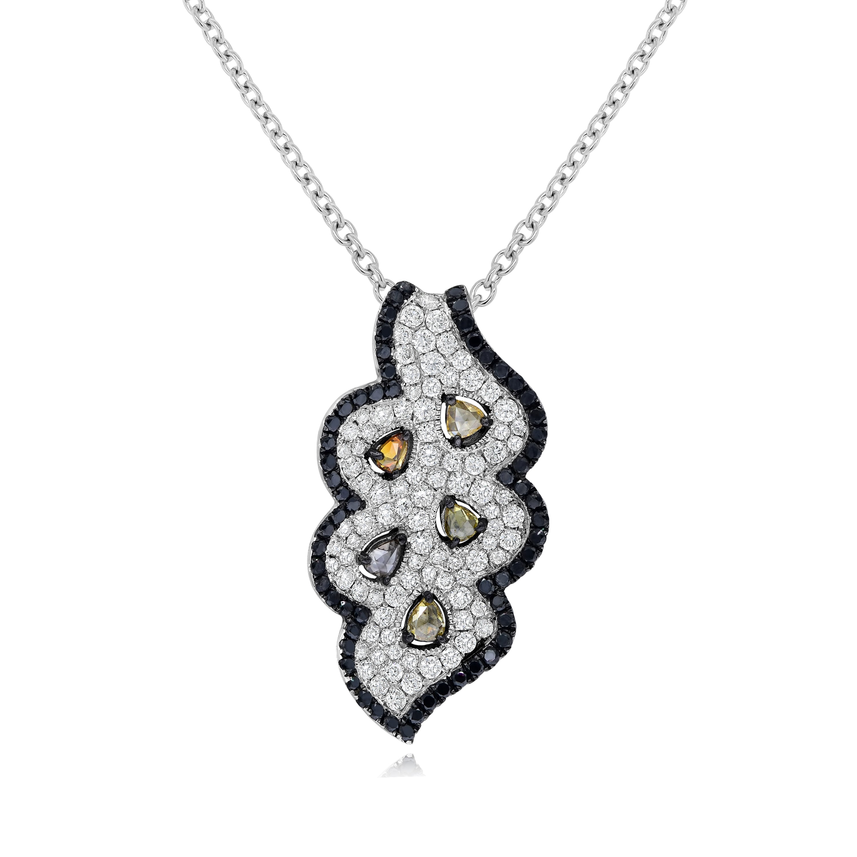2.54 ct. Multi-Color Diamond 18K White Gold Vintage Pendant