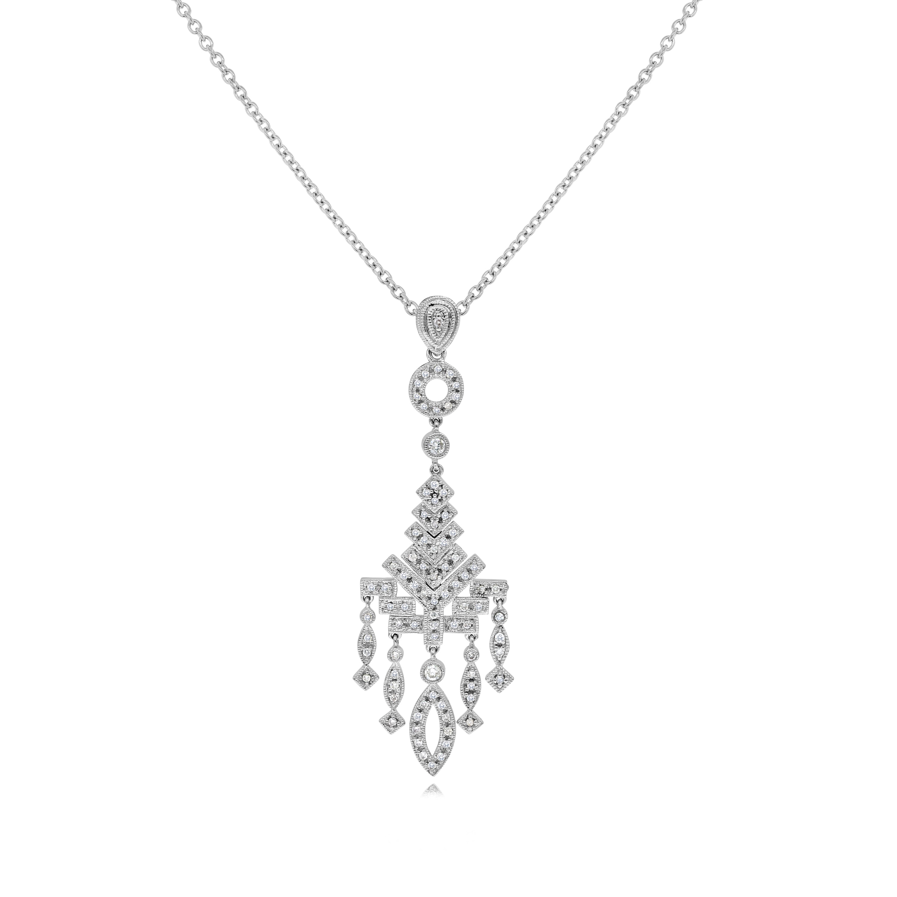 0.39 ct. Diamond 14K White Gold Chandelier Pendant