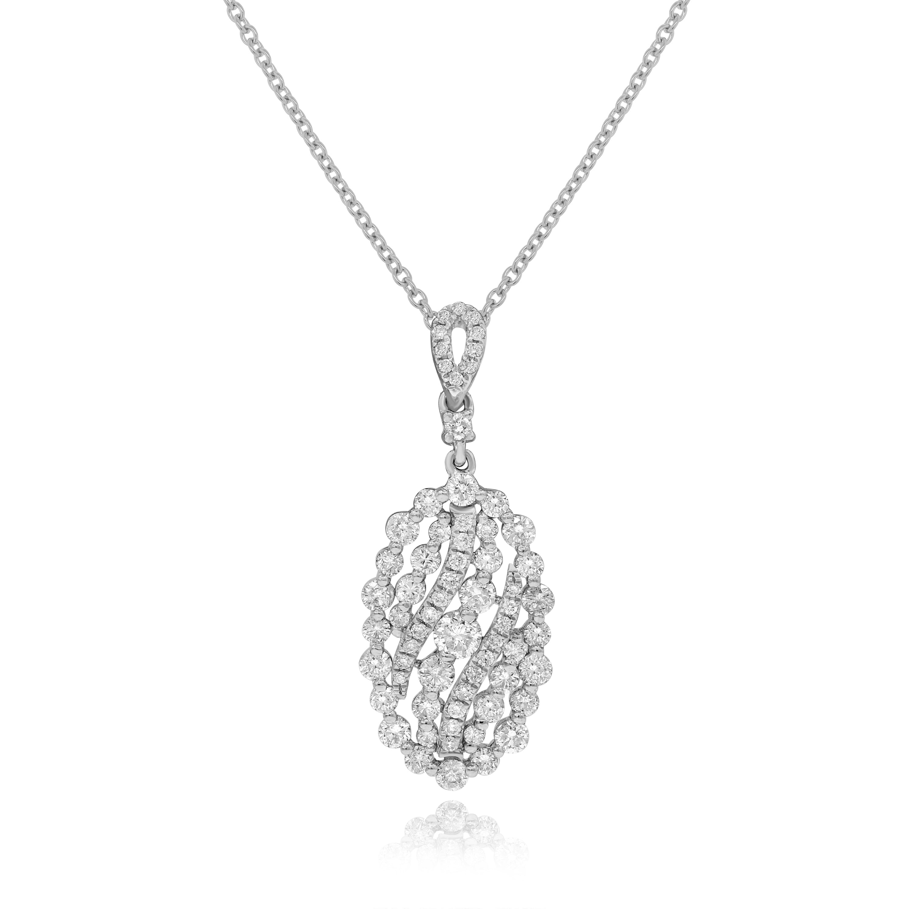 1.01 ct. Diamond 18K White Gold Open Oval Pendant