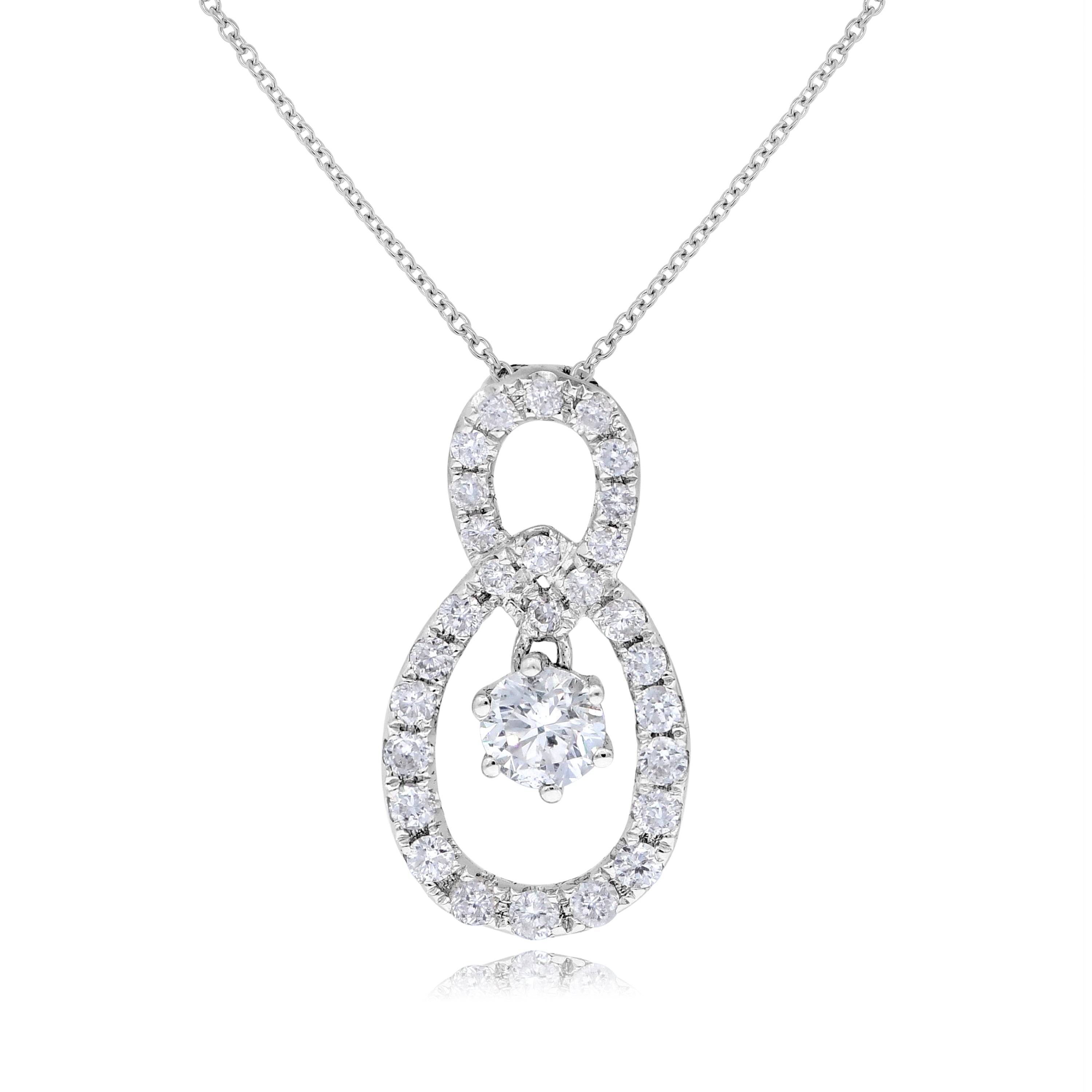 0.78 ct. Diamond 14K White Gold Dancing Stone Drop Pendant